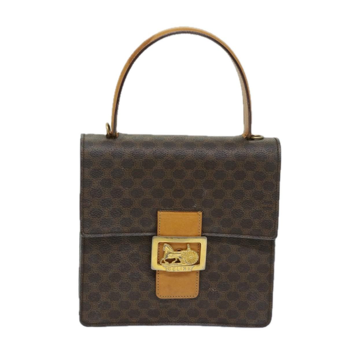 CELINE Macadam Canvas Hand Bag Pvc Brown