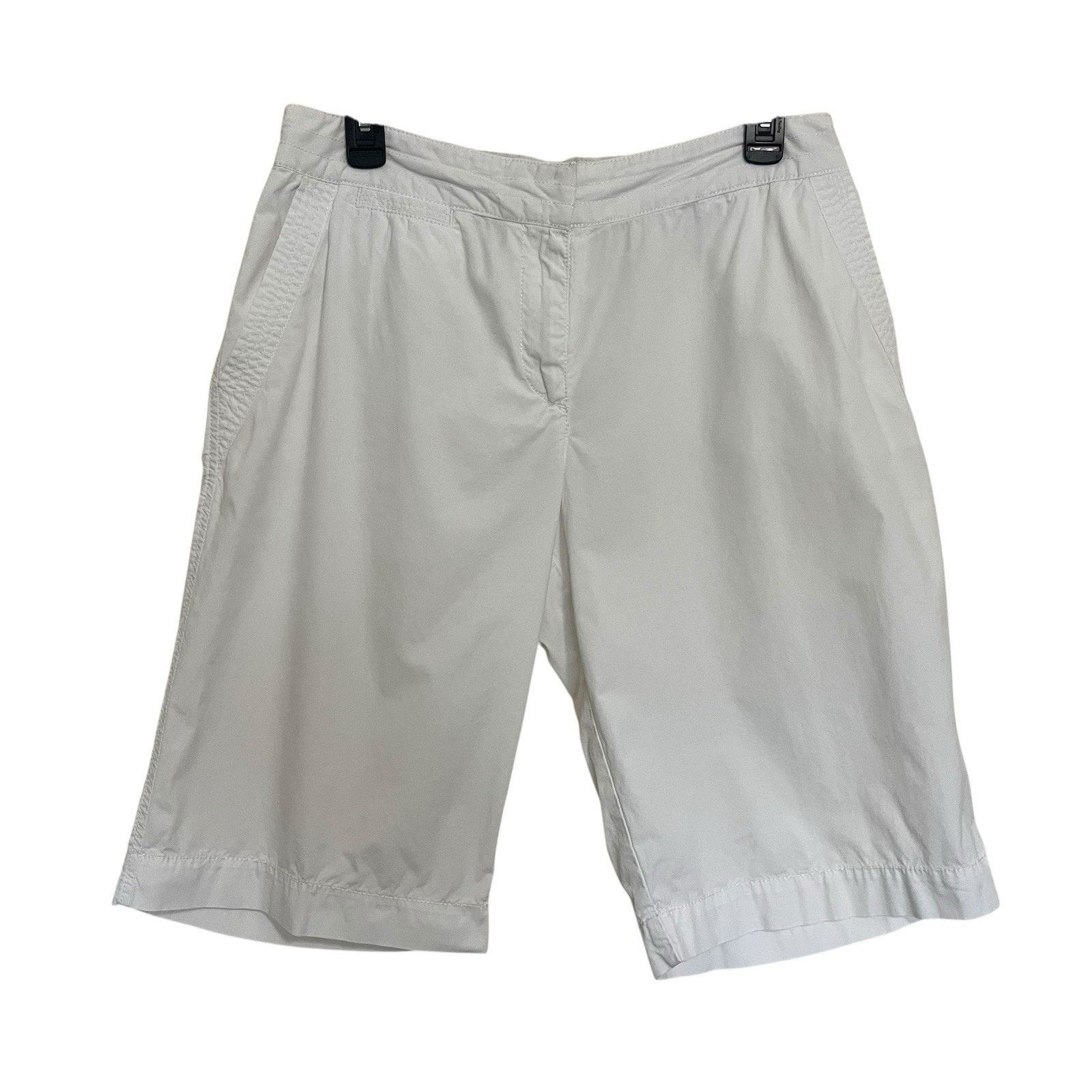 Izod Izod | Women’s Elastic Waist Bermuda Shorts White Size 12 Size 34" / US 12 / IT 48 - 2 Thumbnail