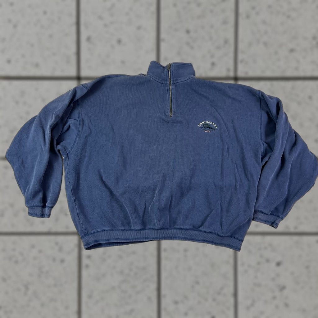 Tommy Bahama Tommy Bahama Bomber Jacket 1/4 Zip Long Sleeve Cotton Knit Blue 2XL Mens Regular Christmas? Wait no Christmas. Size US XXL / EU 58 / 5 - 1 Thumbnail