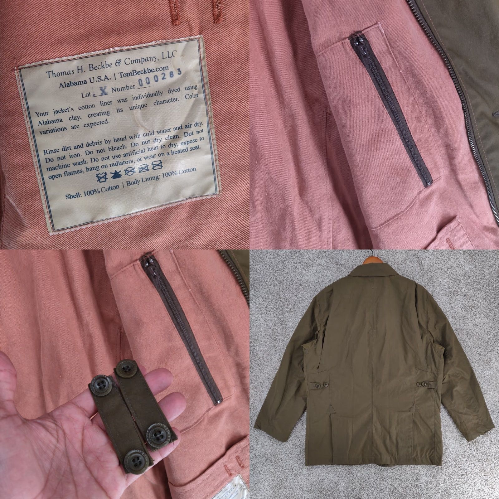 Vintage Tom Beckbe Alabama Waxed Outdoor Jacket Mens M Green Zip Snap Button Casual Size US M / EU 48-50 / 2 - 9 Thumbnail