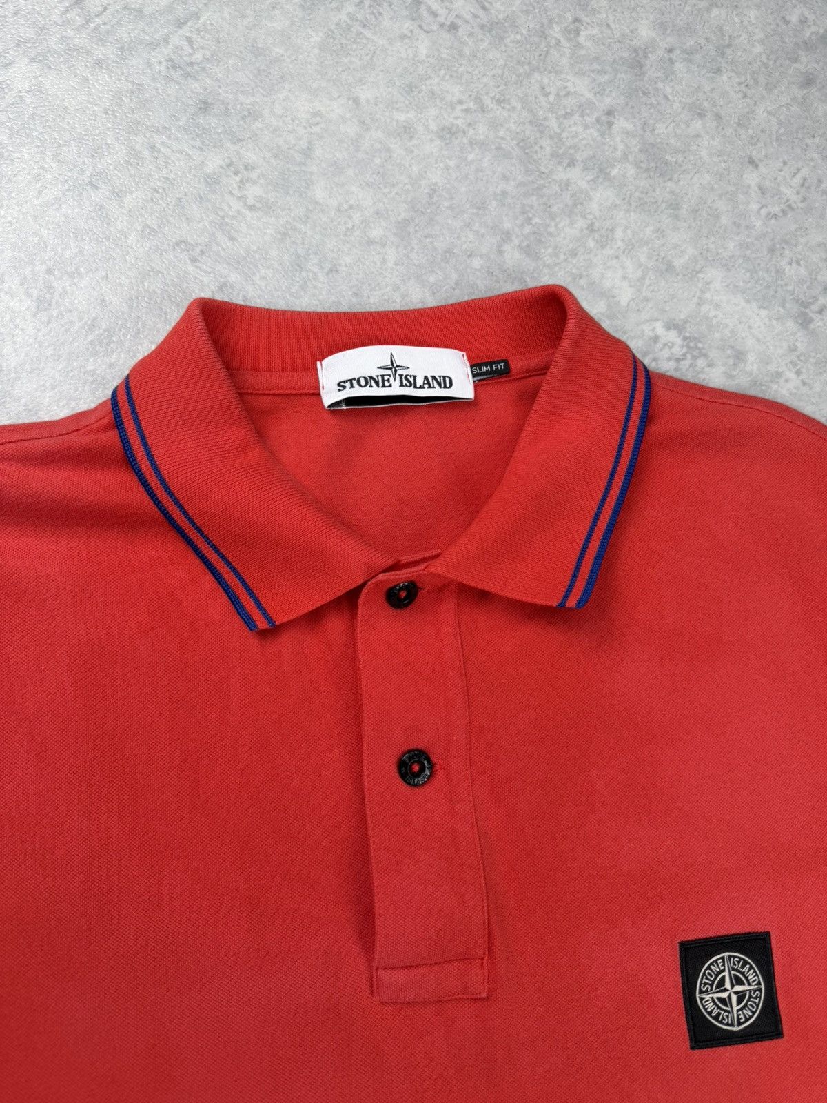 Stone Island Stone Island Slim Fit Polo Red Custom Bleach Wash 3XL Size US XXL / EU 58 / 5 - 8 Thumbnail