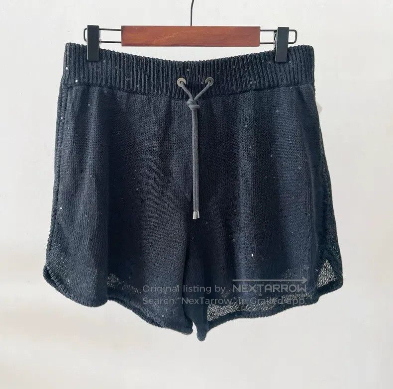 Brunello Cucinelli Brunello Cucinelli size M Black fully sequined linen silk e Size 28" / US 6 / IT 42 - 1 Thumbnail
