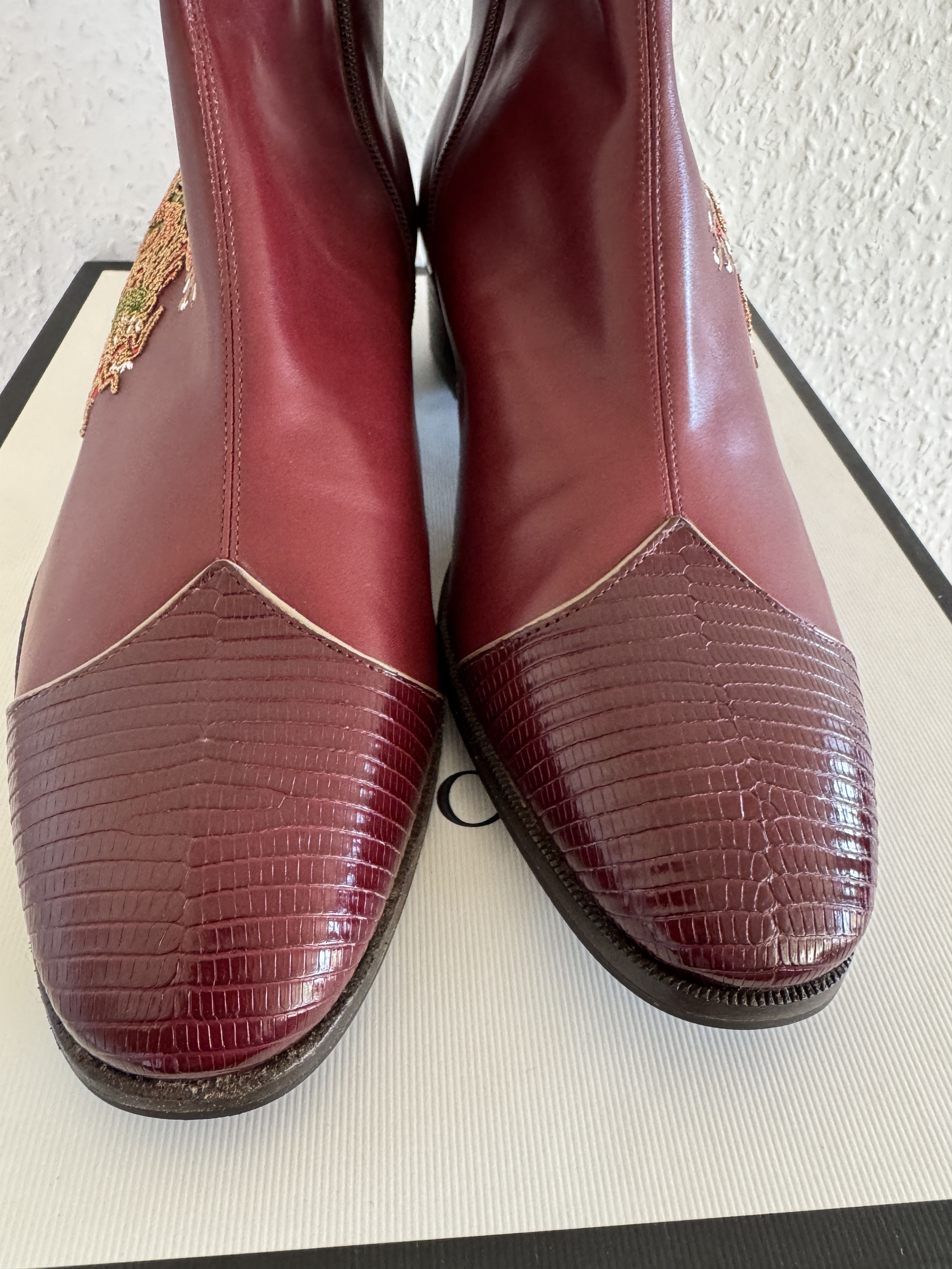 Gucci Red Leather Dragon Embroidery Boots Size US 8.5 / EU 41-42 - 7 Thumbnail