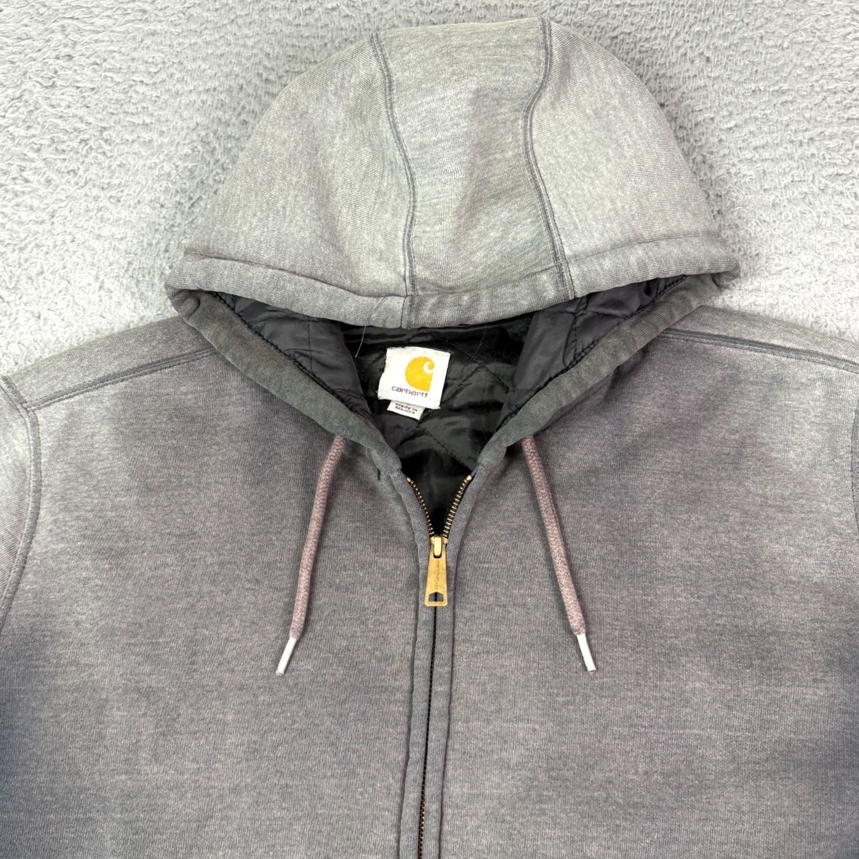 Carhartt VINTAGE Carhartt Hoodie Mens L Blue Sun Faded Distressed Zip Quilt Lined Size US L / EU 52-54 / 3 - 2 Thumbnail