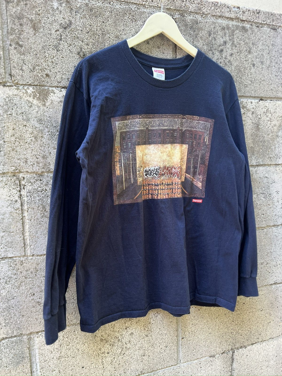 Navy Blue Supreme X Martin Wong Attorney Street Long Sleeve