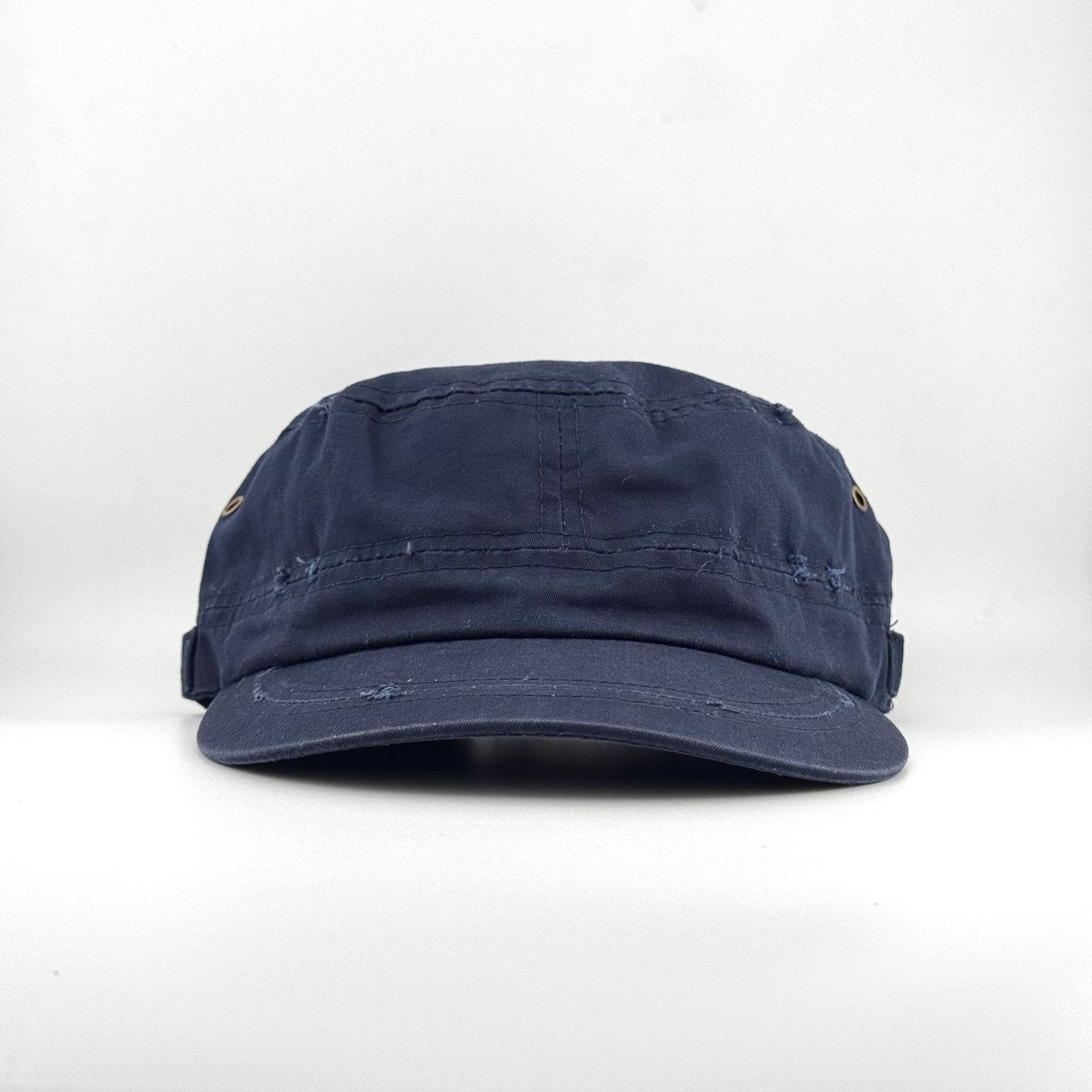 Japanese Brand Navy Blank Distressed Military Work Vintage Hat Patrol Cap Size ONE SIZE - 1 Thumbnail