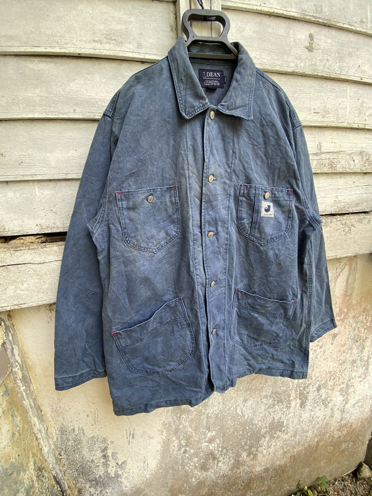 Vintage Vintage James Dean Oversized Denim Chore Jacket Size US L / EU 52-54 / 3 - 3 Thumbnail