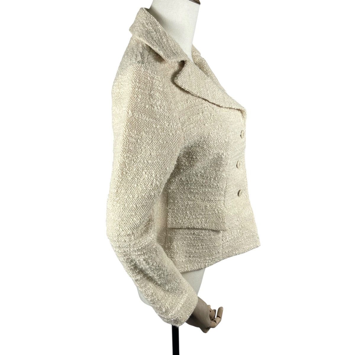 Karl Lagerfeld Vintage KL Karl Lagerfeld Cream Bouclé Tweed Blazer Jacket Size M / US 6-8 / IT 42-44 - 5 Thumbnail