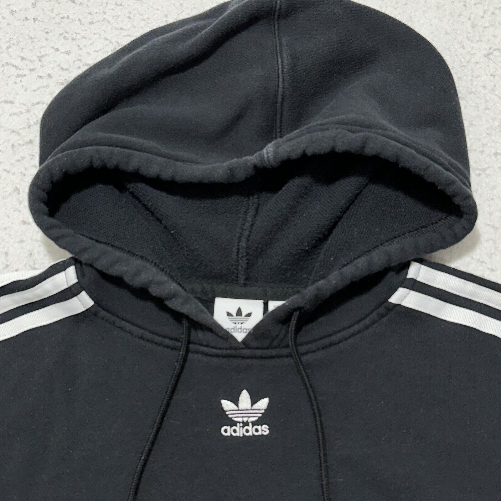Adidas Adidas Originals Small Cropped Hoodie Black White Sweatshirt Size S / US 4 / IT 40 - 2 Thumbnail