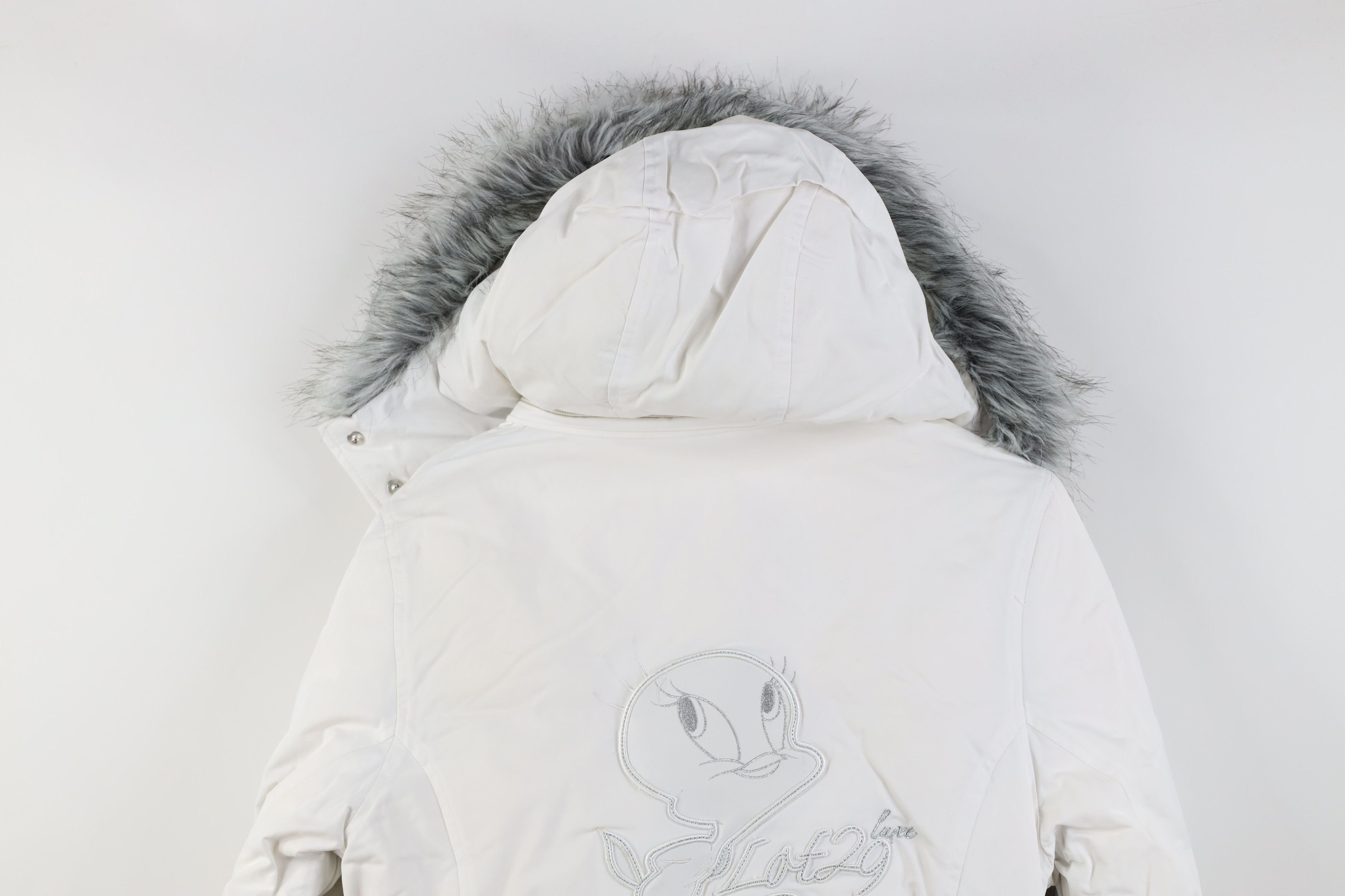 Vintage NOS Vintage 90s Y2K Tweety Bird Cropped Down Hooded Jacket Size M / US 6-8 / IT 42-44 - 14 Thumbnail