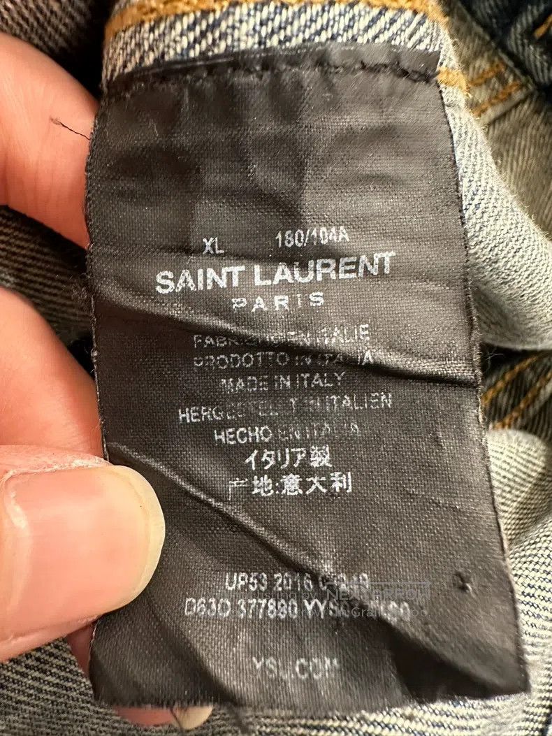 Saint Laurent Paris Saint Laurent Paris Washed Basic Blue Denim Jacket Size US XL / EU 56 / 4 - 5 Thumbnail