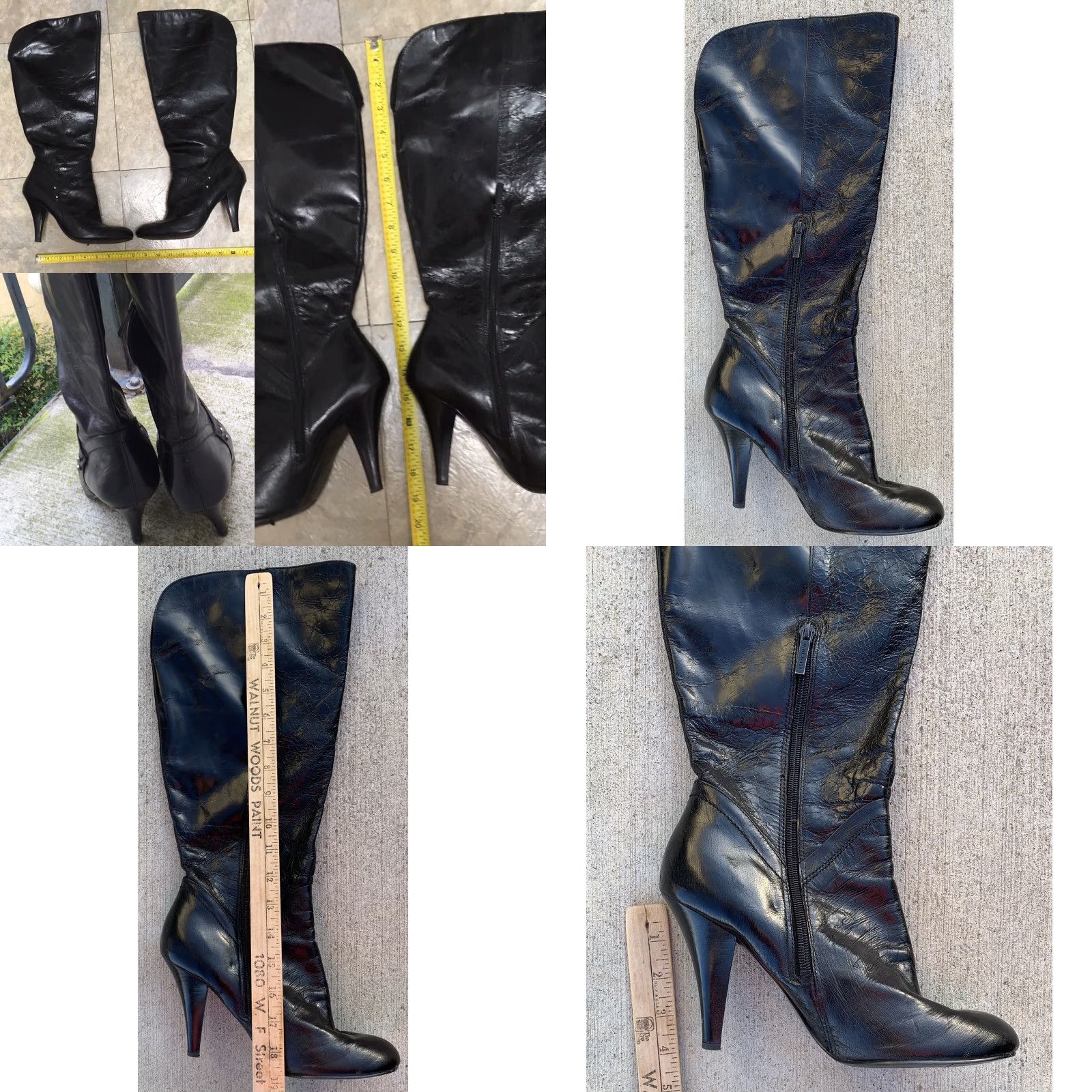 Nine West VINTAGE Nine West Black Leather Distressed Knee High Boots M Size US 8 / IT 38 - 9 Thumbnail