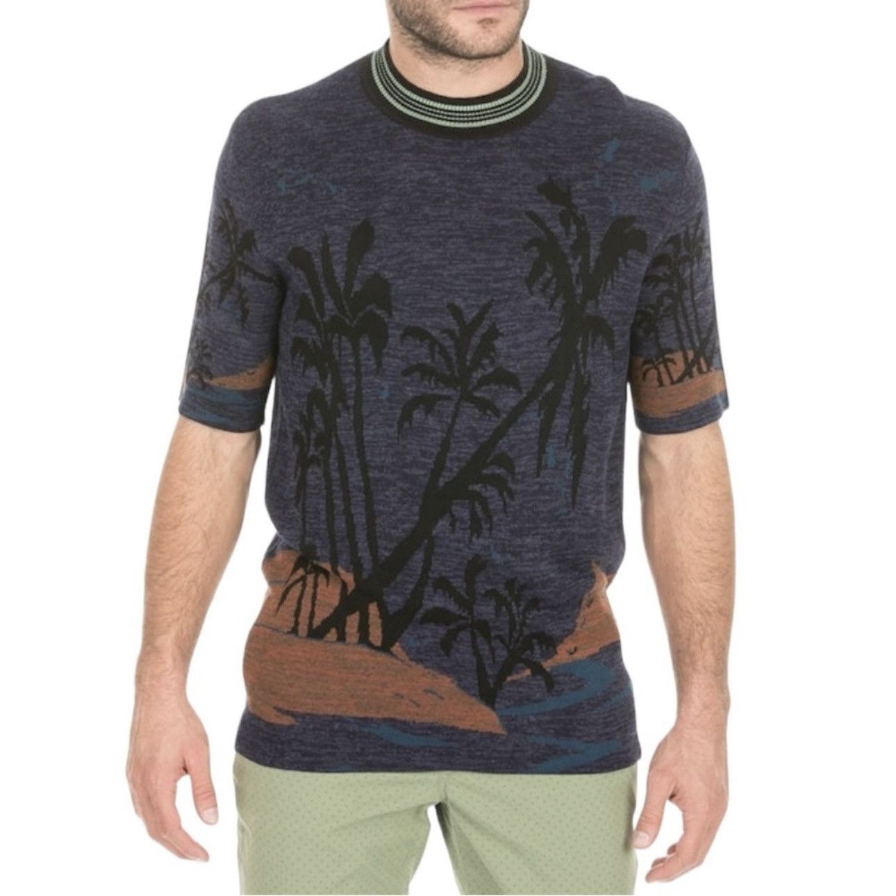 Scotch & Soda Scotch & Soda short-sleeve jacquard knit palm print t-shirt Size US L / EU 52-54 / 3 - 8 Thumbnail