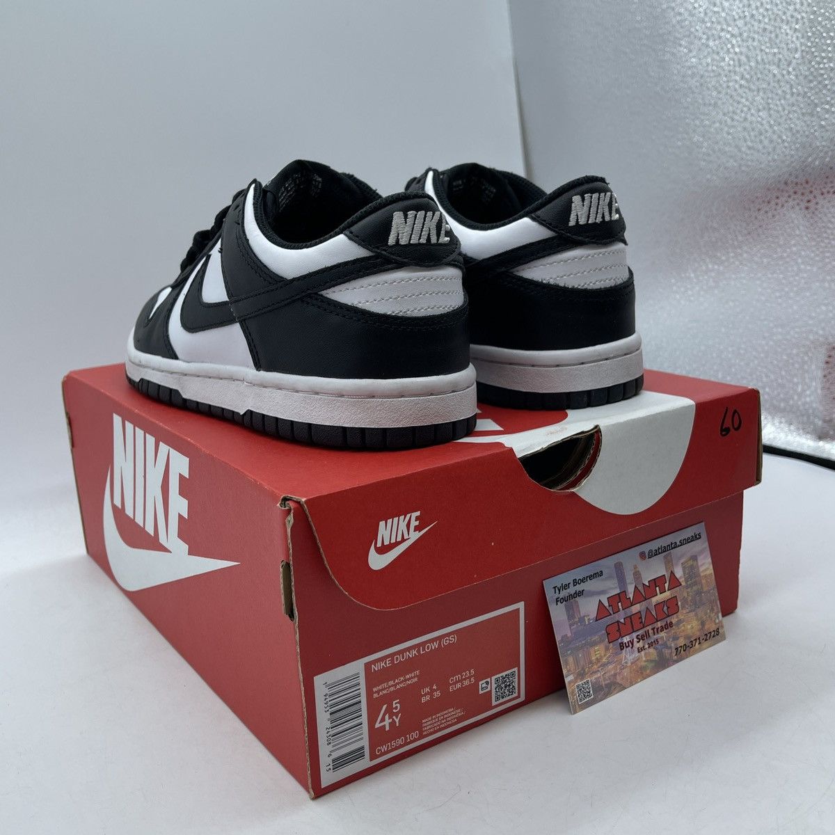Nike Dunk low black white Size US 4.5 / IT 34.5 - 4 Thumbnail