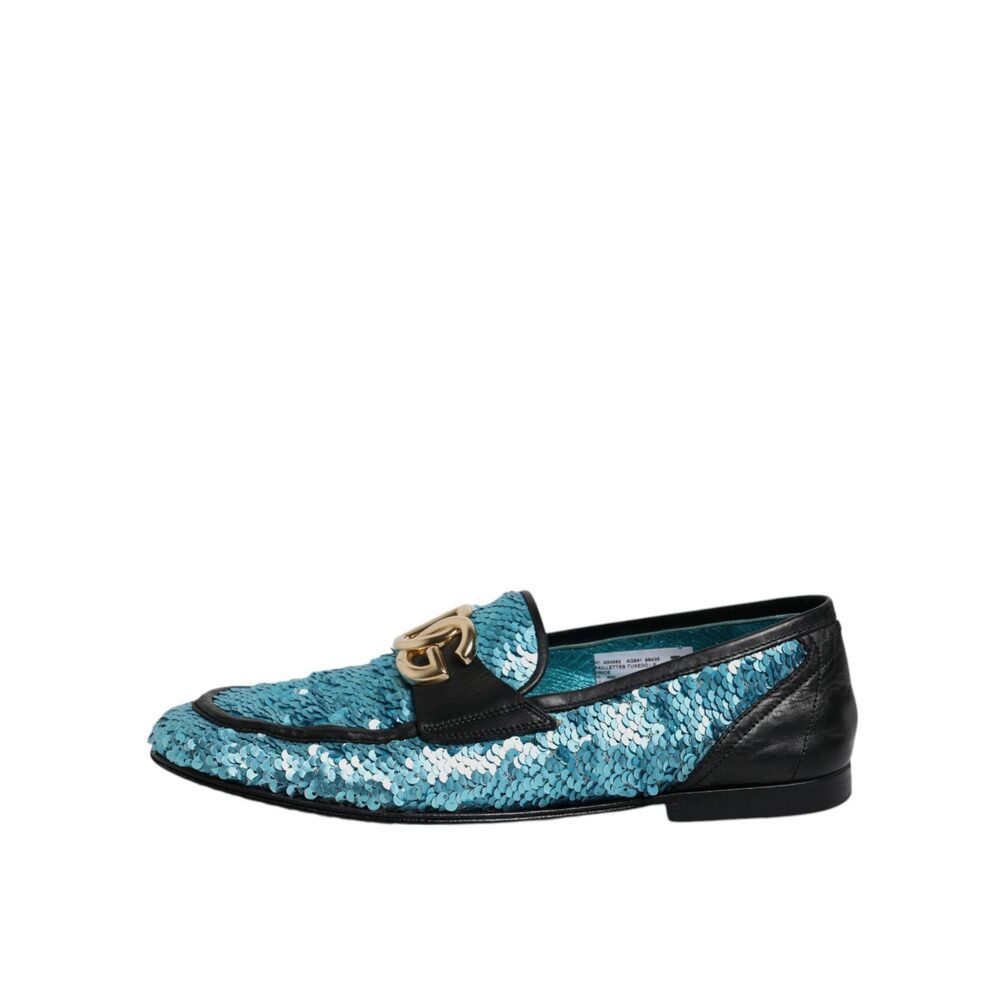 Dolce & Gabbana Dolce & Gabbana Blue Sequined Loafers Formal Dress Shoes Size US 7 / EU 40 - 6 Thumbnail