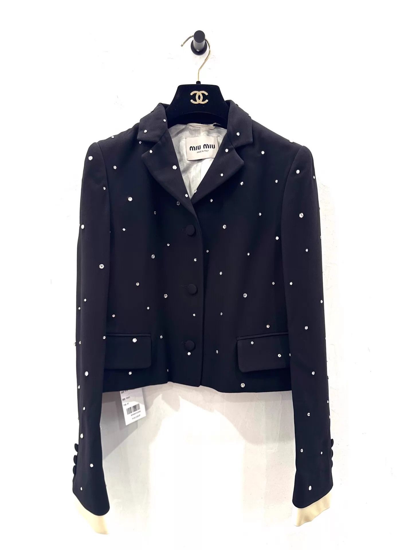 Miu Miu MIU MIu black crystal-embellished jacket 40 new w/ tags Size S / US 4 / IT 40 - 1 Thumbnail