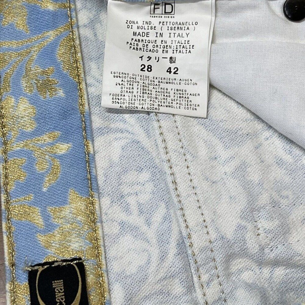 Just Cavalli Just Cavalli Women’s Gold Blue VTG Jeans Pants Sz 28 Size 28" / US 6 / IT 42 - 11 Thumbnail