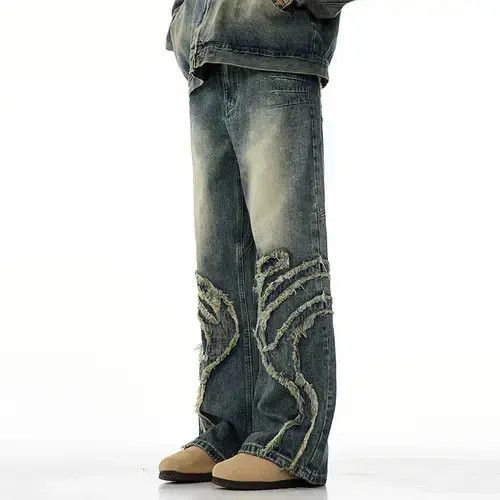 Other Vintage Blue Graphic Splicing Baggy Jeans Size US 33 - 1 Thumbnail