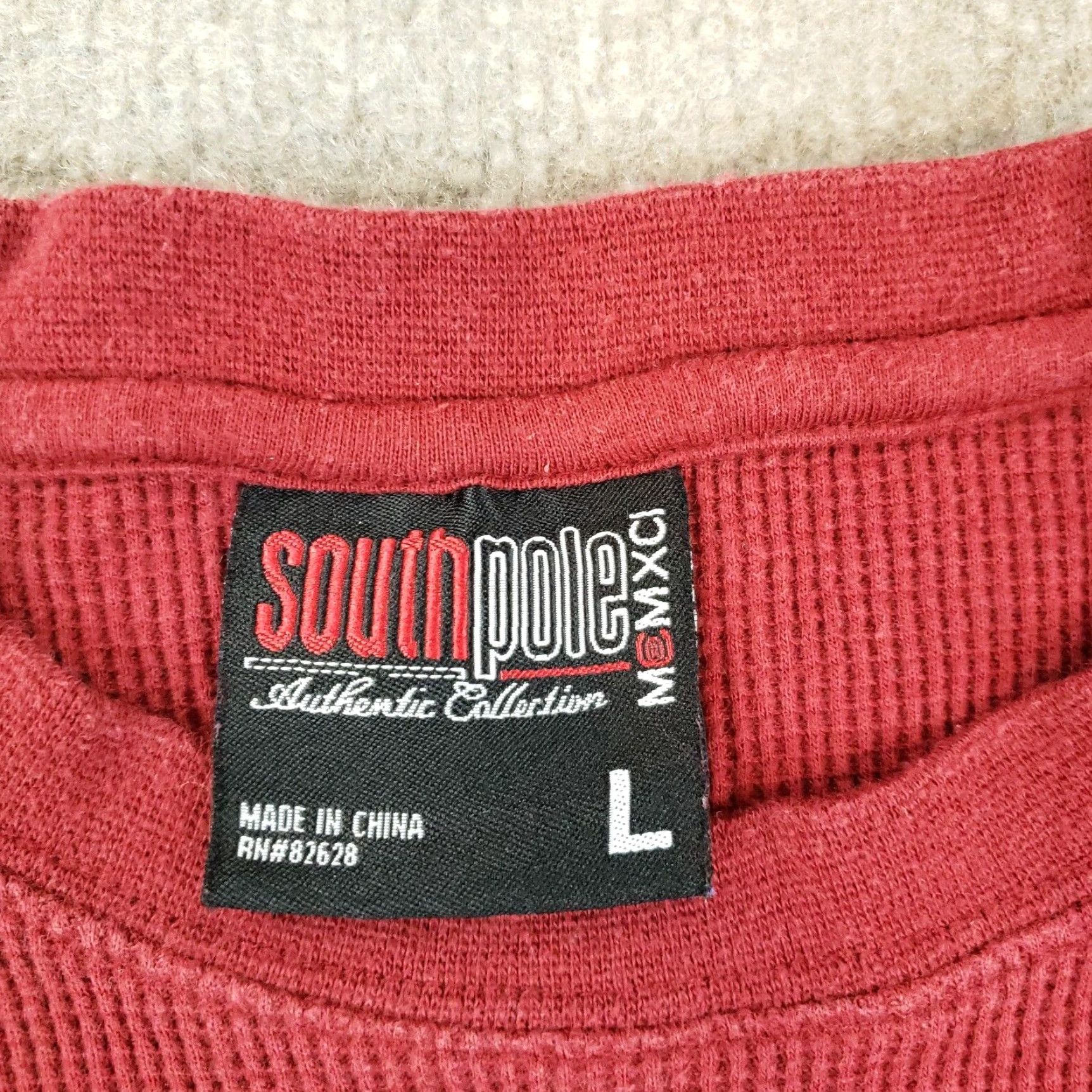 Southpole Southpole Shirt Mens Large Red Crew Neck Long Sleeve Thermal Waffle Knit Casual Size US L / EU 52-54 / 3 - 7 Thumbnail