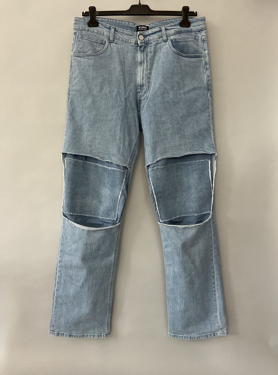 Raf Simons Raf Simons Blue Uneven Knee Patch Jeans Size US 32 / EU 48 - 1 Thumbnail