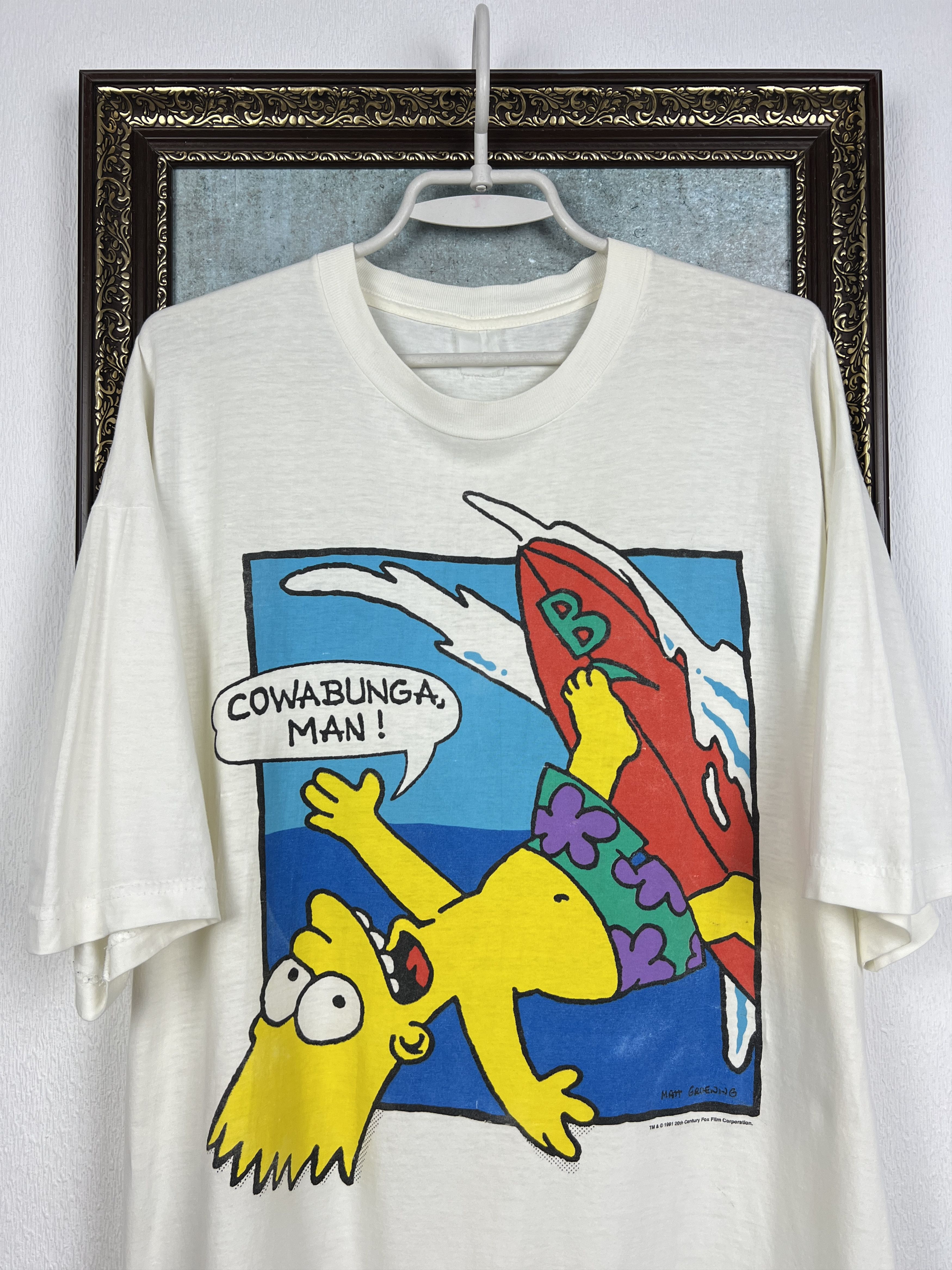 Vintage Bart Simpson Cowabunga Surf Misprint Graphic Shirt Tee Size US XL / EU 56 / 4 - 2 Thumbnail