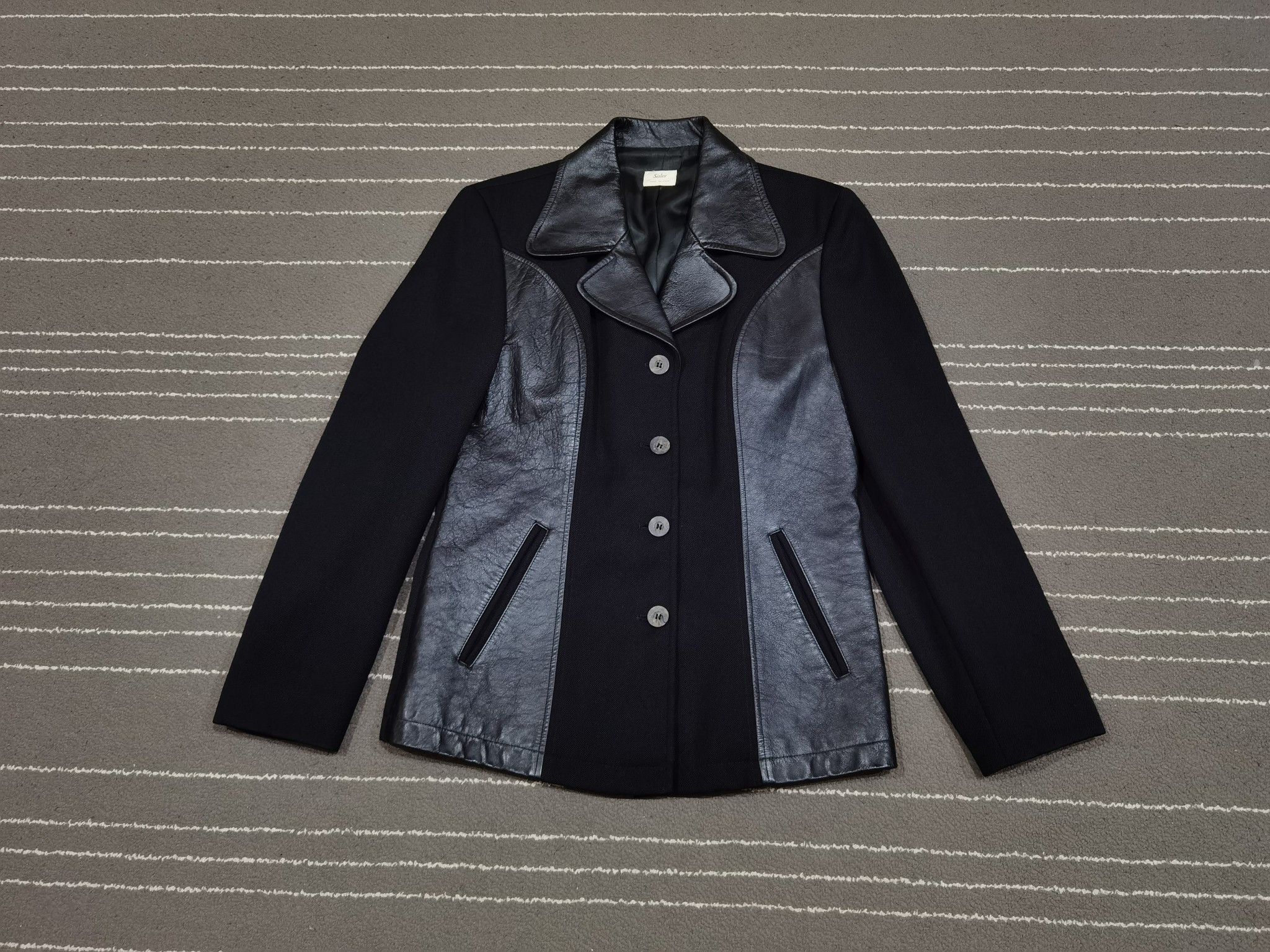 Sisley Sisley PARIS vintage leather wool designer BLAZER XS 8149 Size XS / US 0-2 / IT 36-38 - 4 Thumbnail