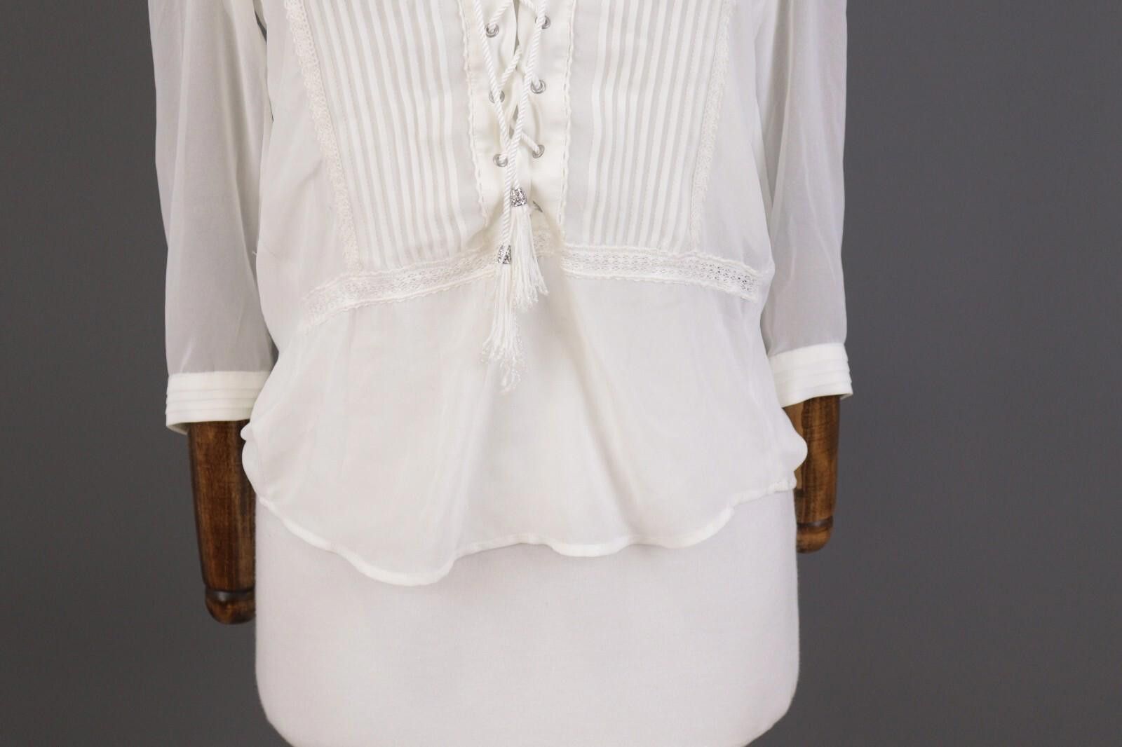 The Kooples The Kooples White Summer Mesh Peasant Shirt Size M Size M / US 6-8 / IT 42-44 - 3 Thumbnail