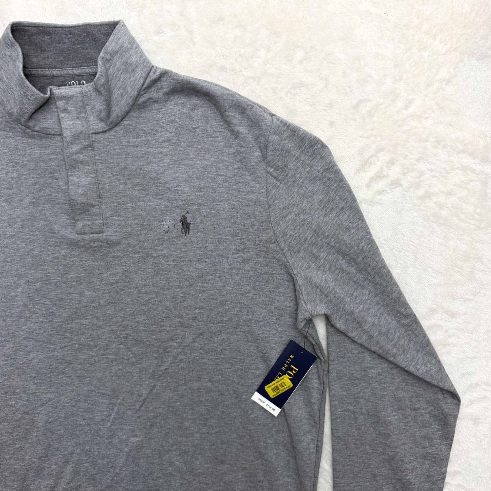 Polo Ralph Lauren Polo Ralph Lauren Sweatshirt Mens Large Gray Mock Neck Blair’s Pullover Logo Jersey Cotton Polyester Regular Long Sleeve Regular Fit Adult Mens Size US L / EU 52-54 / 3 - 7 Thumbnail