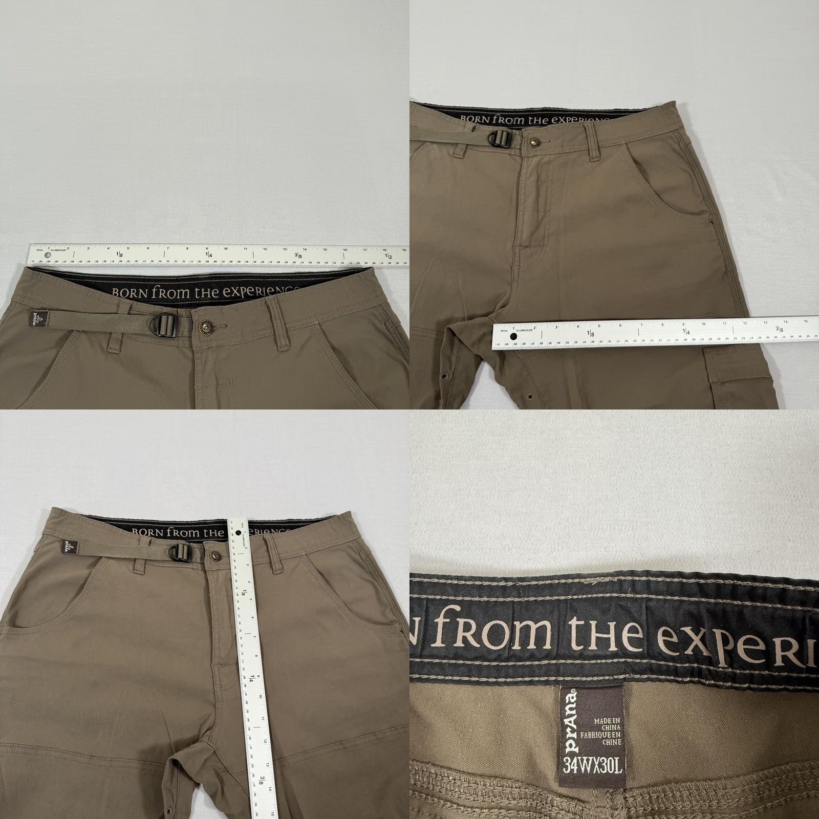 Prana prAna Pants Mens 34x30 Brown Stretch Zion Belted Cargo Lightweight Nylon Hike Size US 34 / EU 50 - 8 Thumbnail