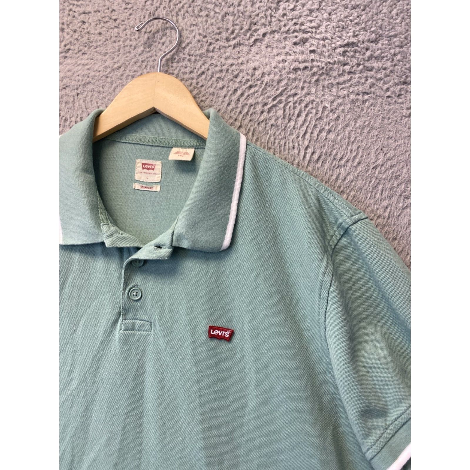Levi's VINTAGE Levi's Mens Polo Shirt Short Sleeve Summer Green 70s Cotton Terry Large Size US L / EU 52-54 / 3 - 2 Thumbnail