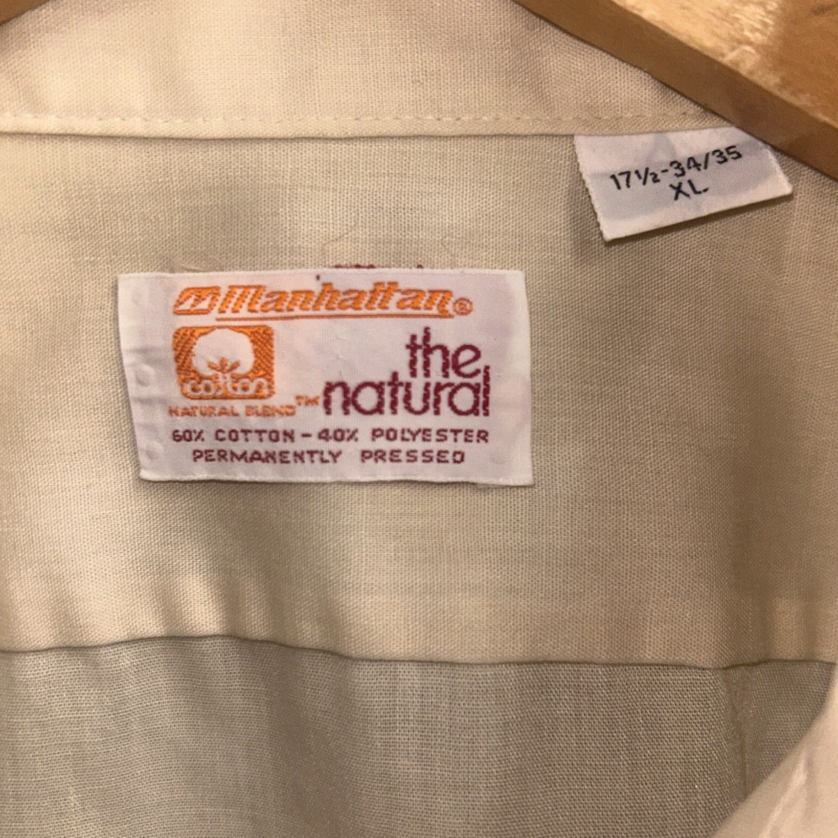 Vintage VINTAGE Manhattan Shirt 17.5 XL Classic Preppy Beige Dark Achedemia Men T-Shirt Mens Size US XXL / EU 58 / 5 - 2 Thumbnail