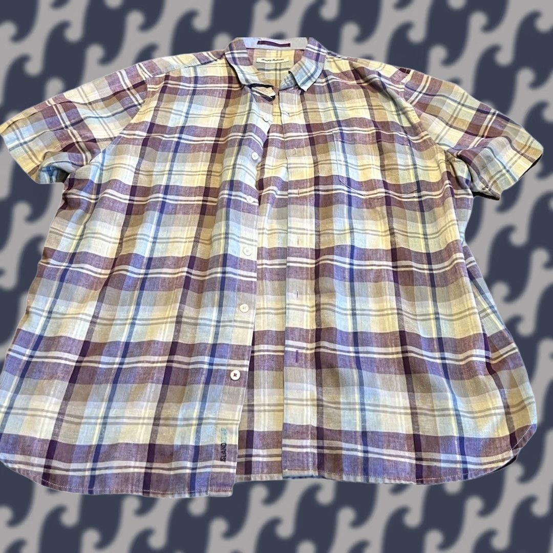 Tommy Bahama Tommy Bahama Island Zone Plaid Button-Up Shirt XL Men Purple Short Sleeve Button-Down Collar Size US 36 / EU 52 - 1 Thumbnail