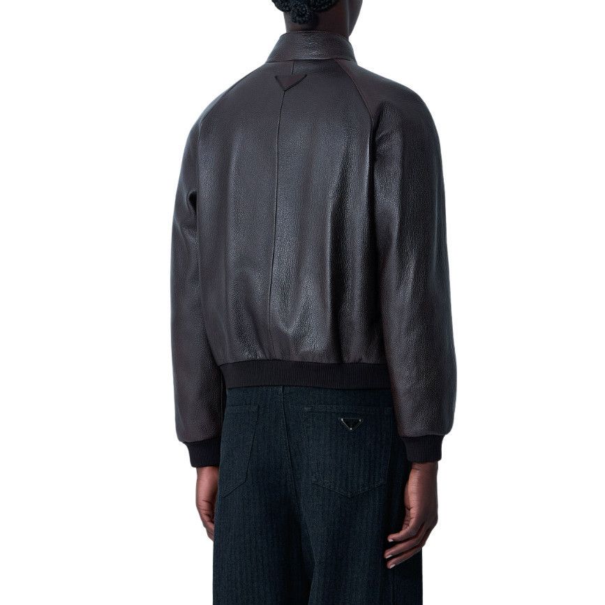 Prada PRADA Brown Leather Bomber Jacket New & Authentic (Men's siz Size US M / EU 48-50 / 2 - 2 Thumbnail