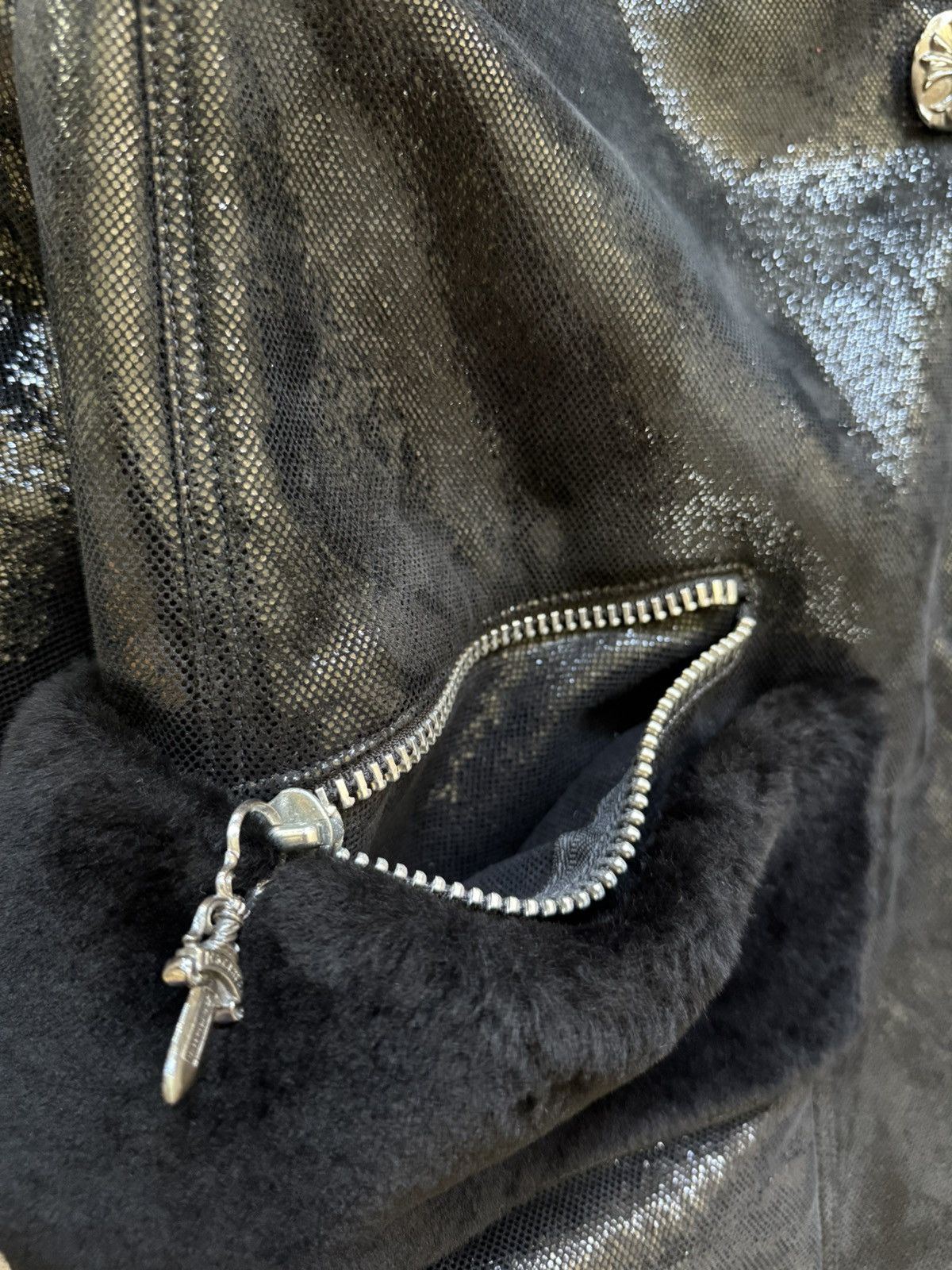Chrome Hearts One of One Foil Suede Shearling Peacoat Size US M / EU 48-50 / 2 - 9 Thumbnail