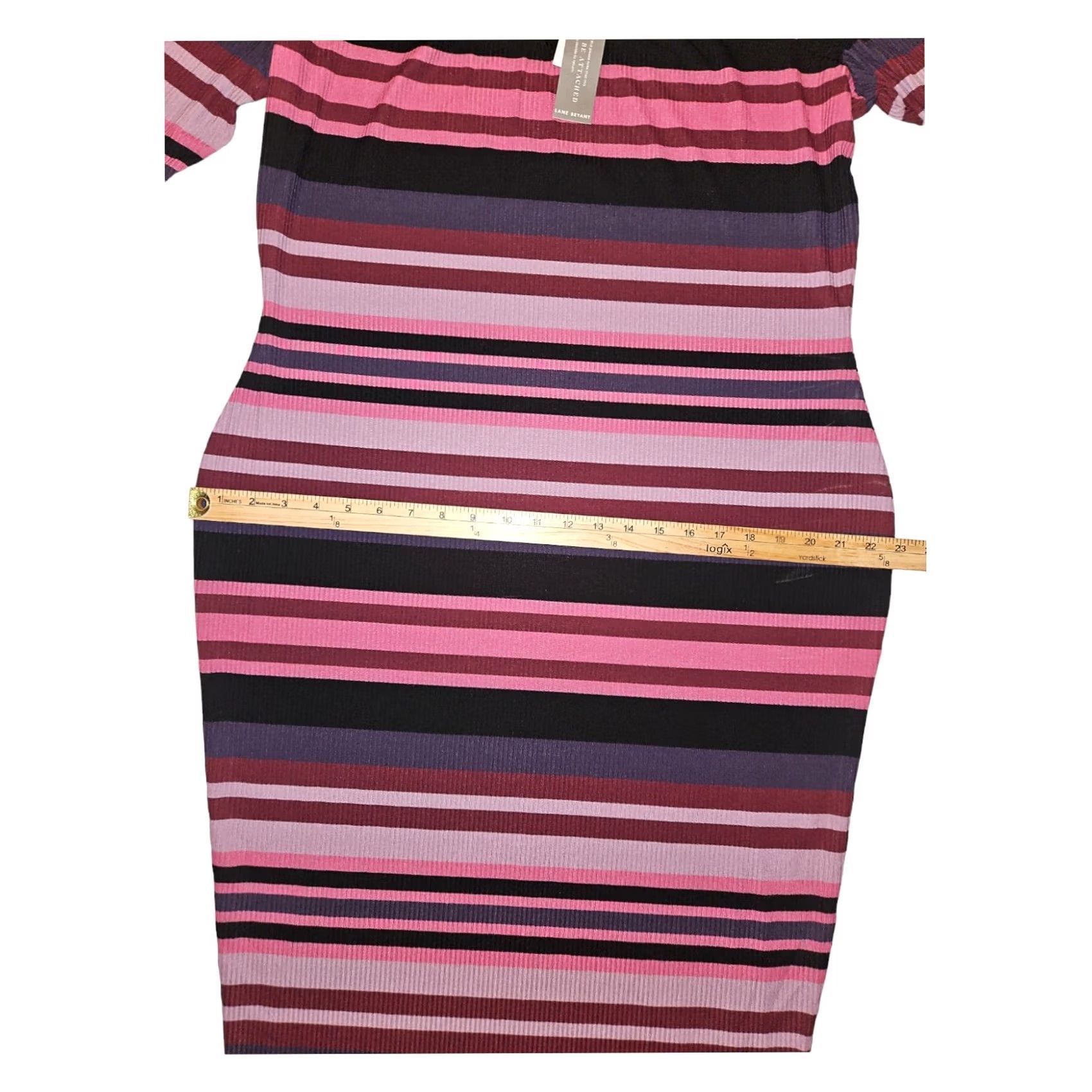 Vintage Lane Bryant Midi Dress NWT Women's 18/20 Striped Bodycon Stretch Scoop Neck Dress Size XXL / US 16-18 / IT 52-54 - 7 Thumbnail