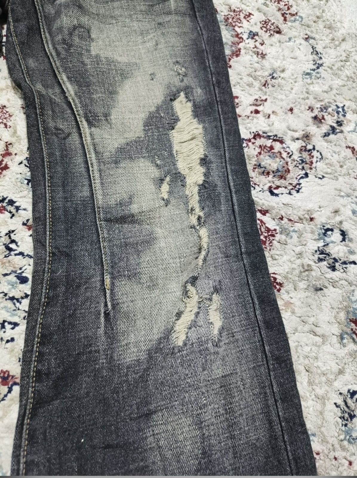 If Six Was Nine Jackrose Low-Rise Flared Jeans Distressed Black Size 31" - 5 Thumbnail