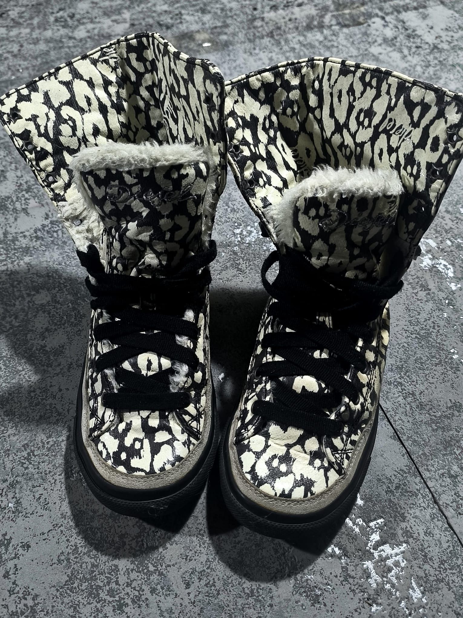 Diesel Diesel Expoflap y2k fur leather sneakers Size US 5 / IT 35 - 1 Thumbnail