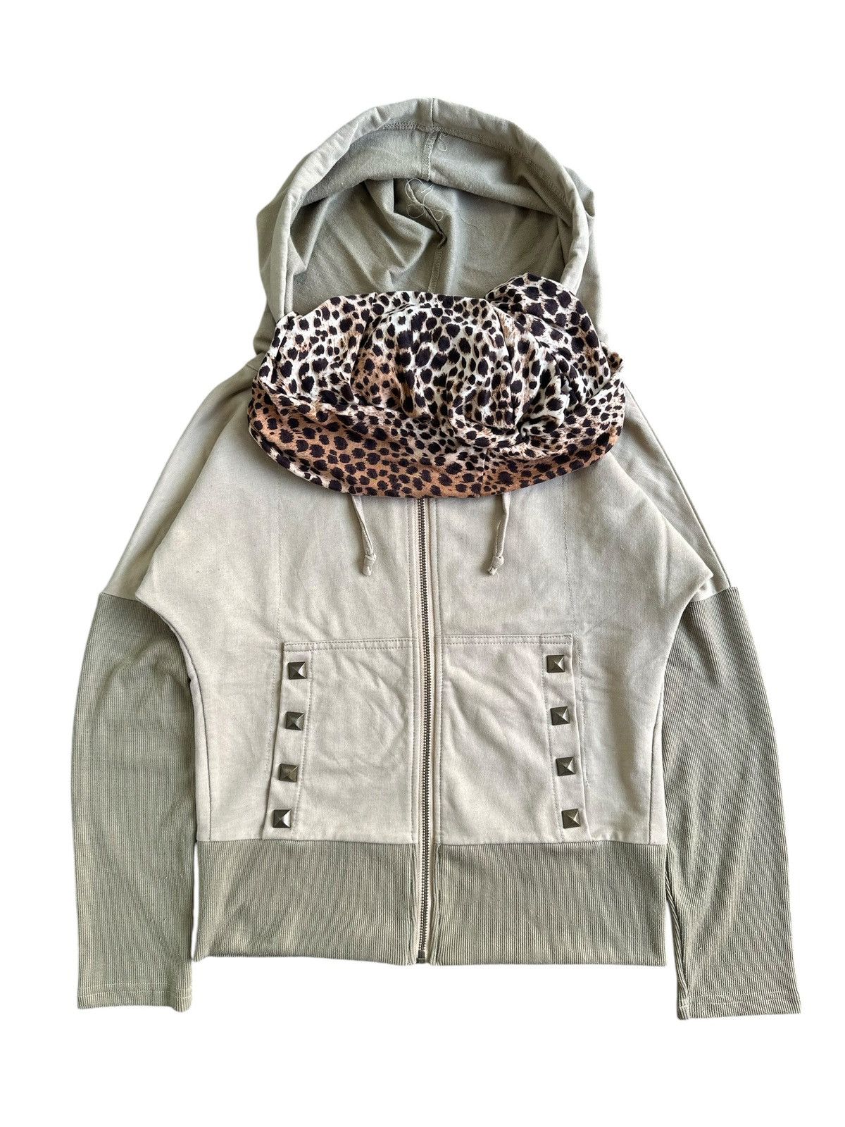 Beauty Beast 2000s STUDDED DOUBLE LAYER CROPPED LEOPARD ZIP HOODIE Size M / US 6-8 / IT 42-44 - 8 Thumbnail
