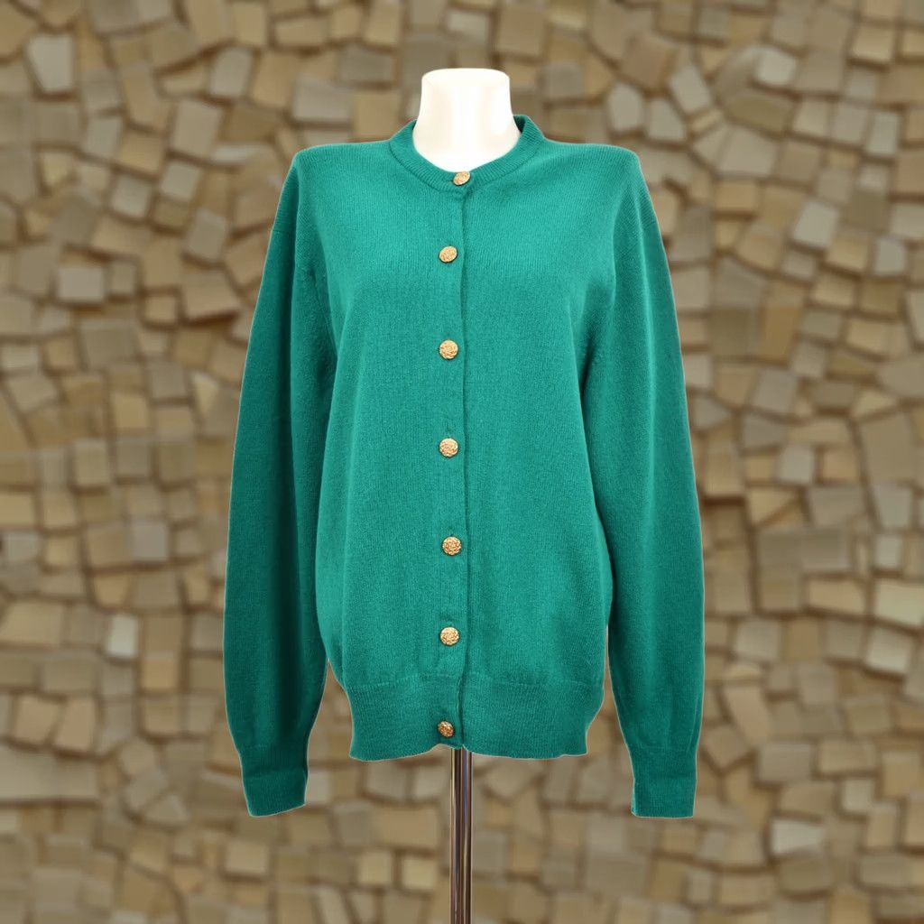 Johnstons Of Elgin DDP Johnstons of Elgin Womens Green Cardigan Sweater XL Size 42" / 107 cm 20.87" Chest 65 cm Back Length Cardigan Womens Green Knit Sweater Size XL / US 12-14 / IT 48-50 - 1 Thumbnail