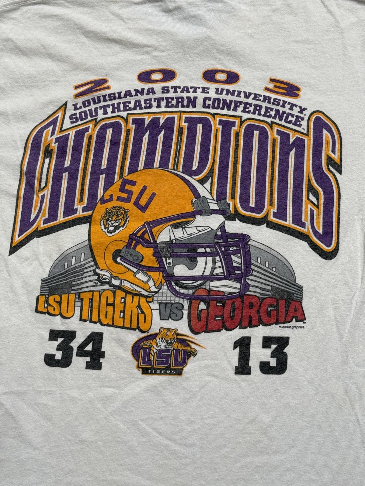 Gildan LSU vs Georgia 2003 Football T-shirt Louisiana State Tee Size US S / EU 44-46 / 1 - 5 Thumbnail