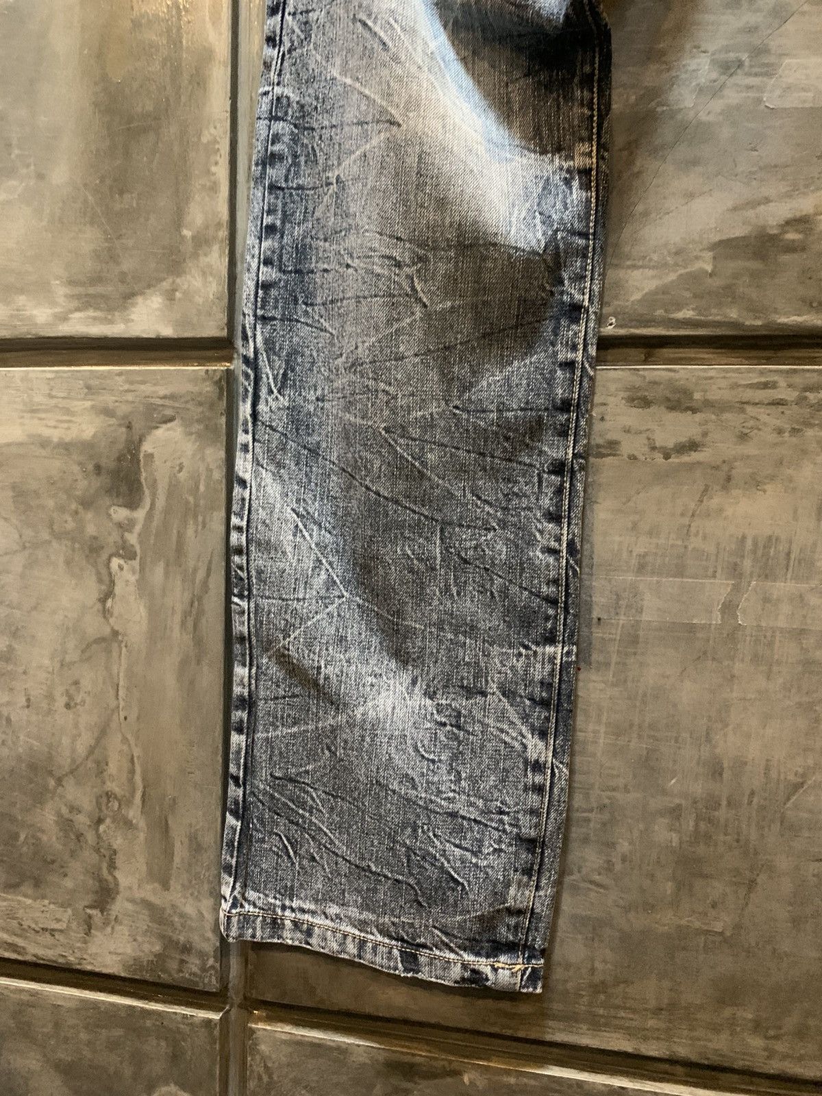 If Six Was Nine Unknown Y2K Claw Mark Faded Denim Pants Size US 33 - 3 Thumbnail