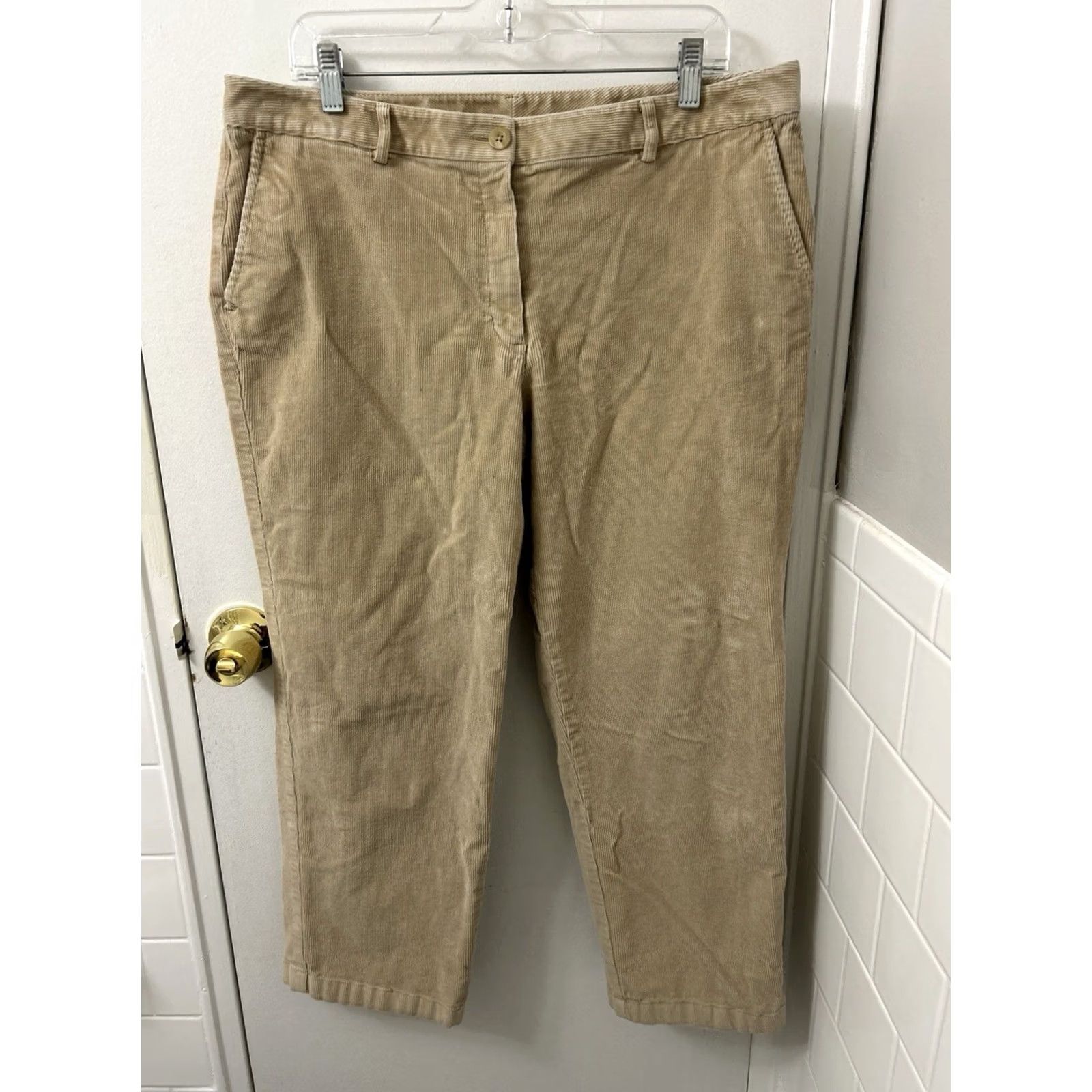 Vintage LL Bean Corduroy Pants Womens 16 36x27 Tan Brown Khakis Straight Leg Trousers 500952 Comfortable Pockets Stretch Easy Care Vintage No Size 38" / US 16 / IT 52 - 2 Thumbnail