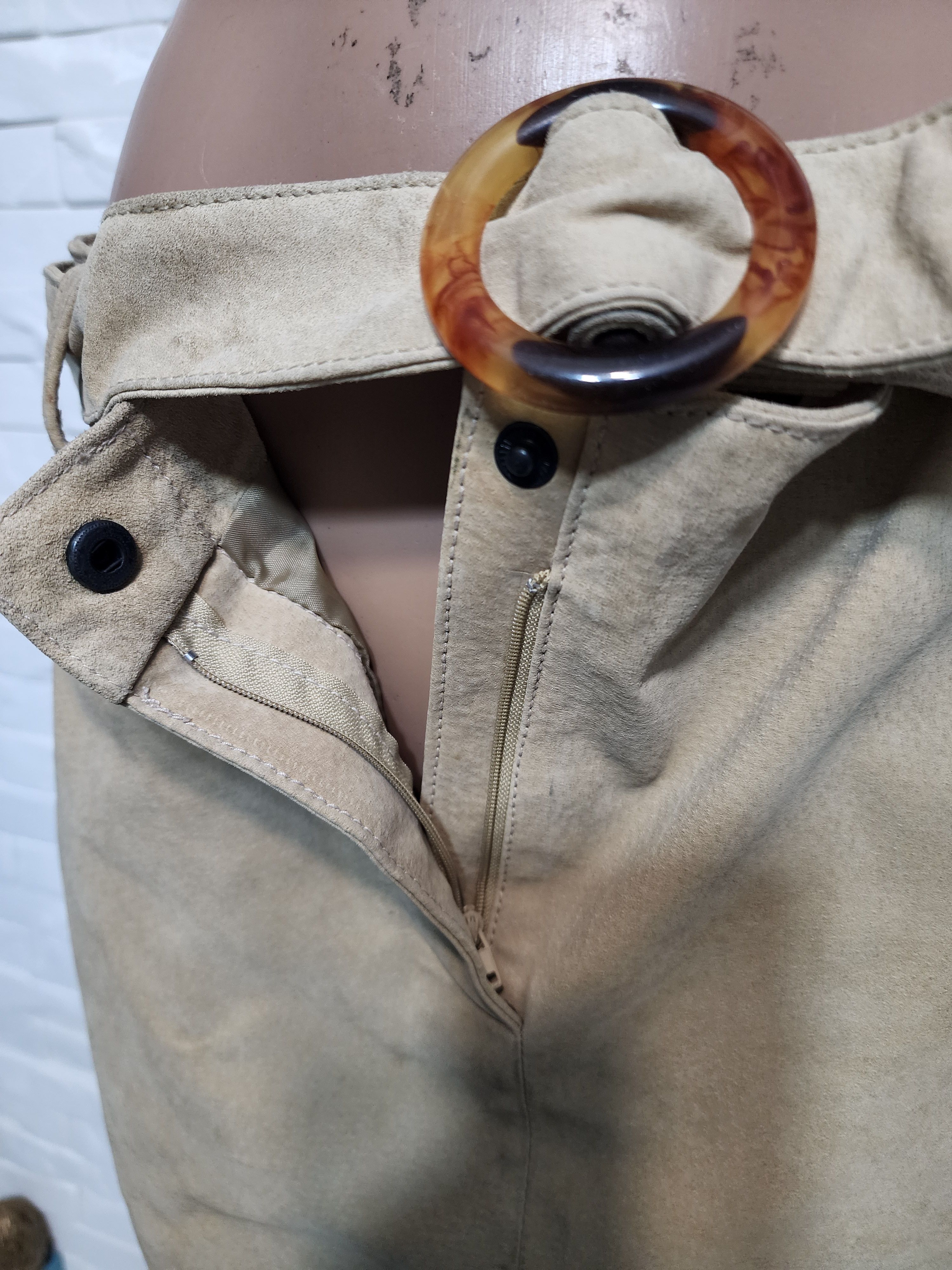 Other Brown Suede Leather Mini Skirt: Size 29" - 4 Thumbnail
