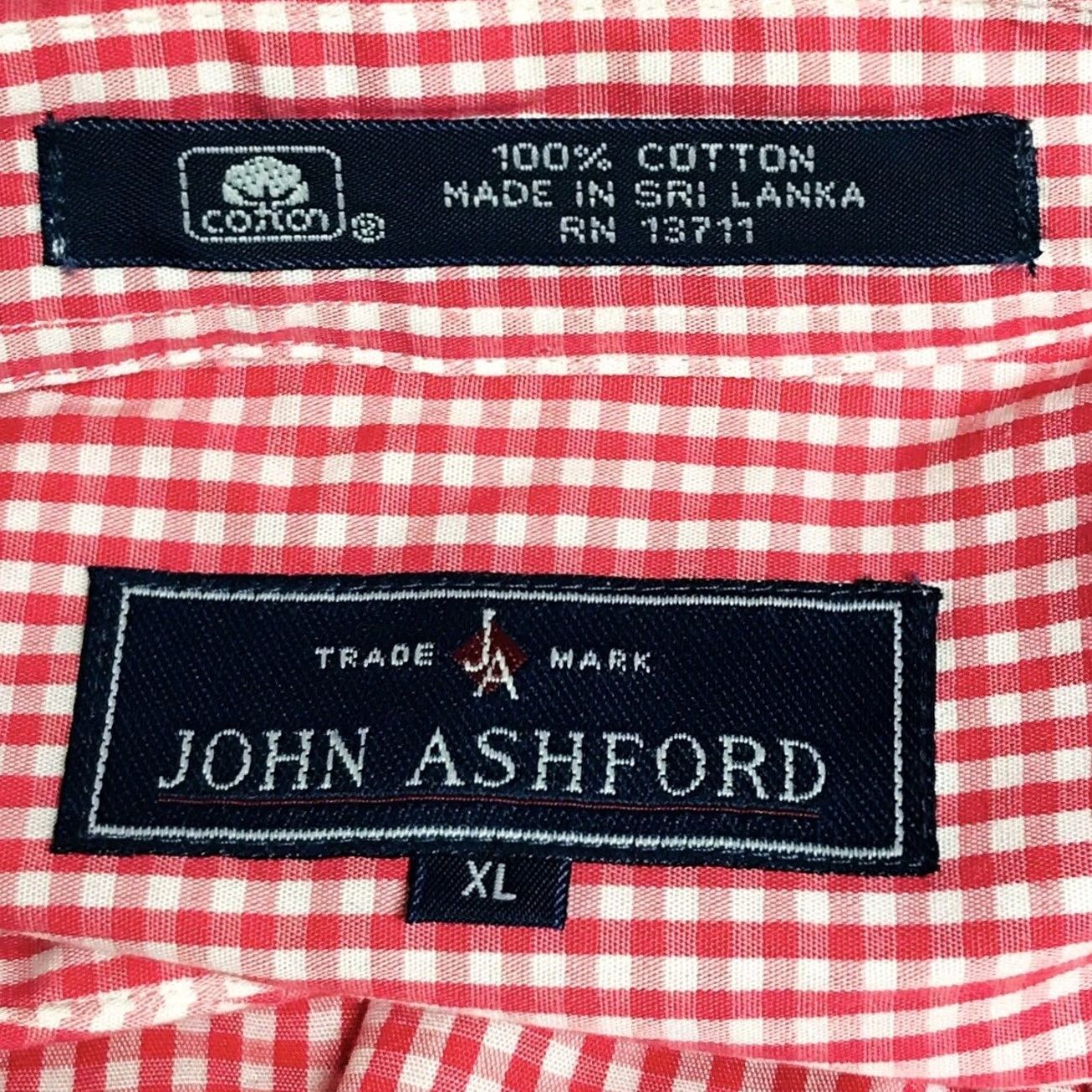Pinko John Ashford Men Pink Gingham Plaid Button Up Short Sleeve Shirt XL Size US XL / EU 56 / 4 - 3 Thumbnail