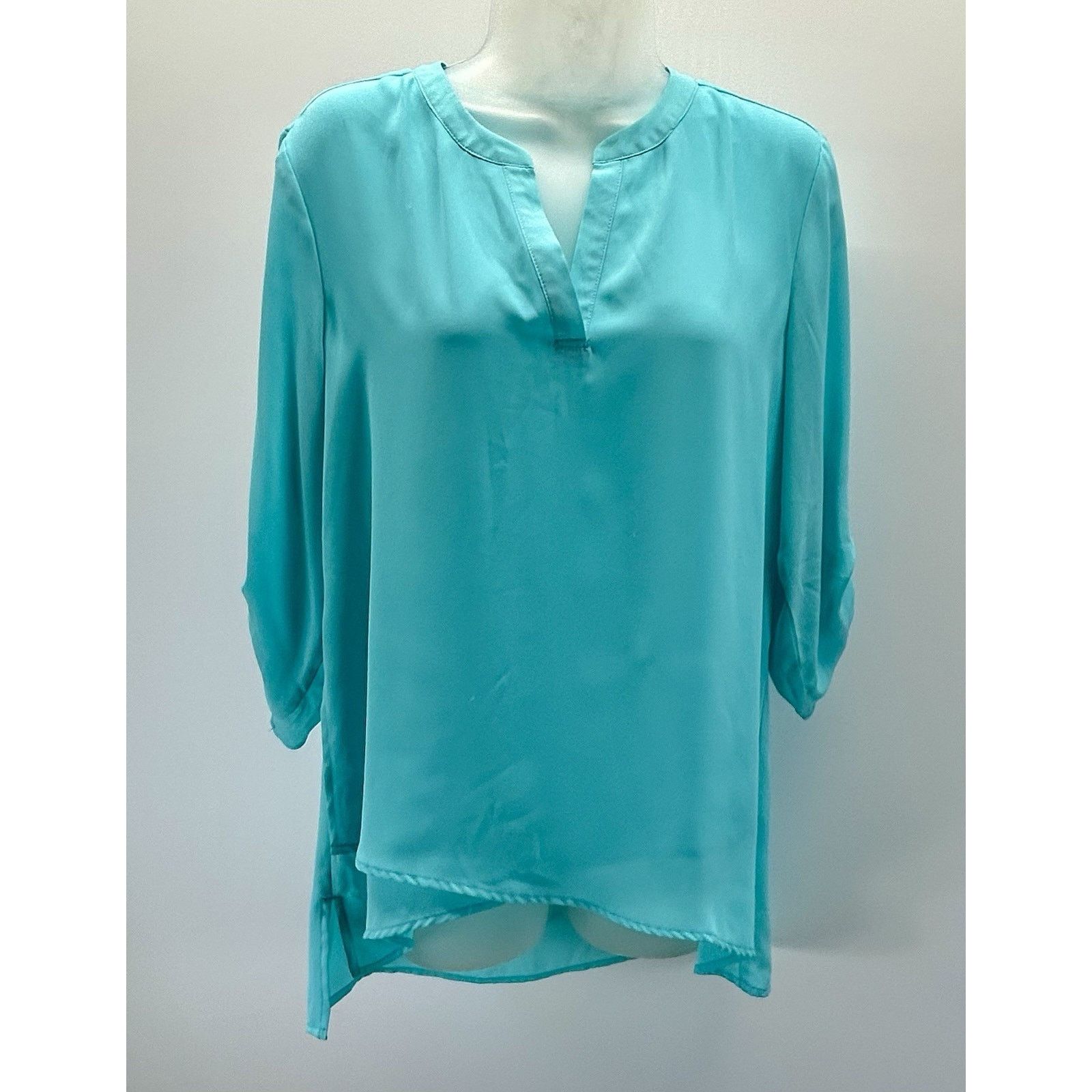 Chicos CHICO'S Size 0 Small Womens Teal Split Neck Blouse Size S / US 4 / IT 40 - 1 Thumbnail