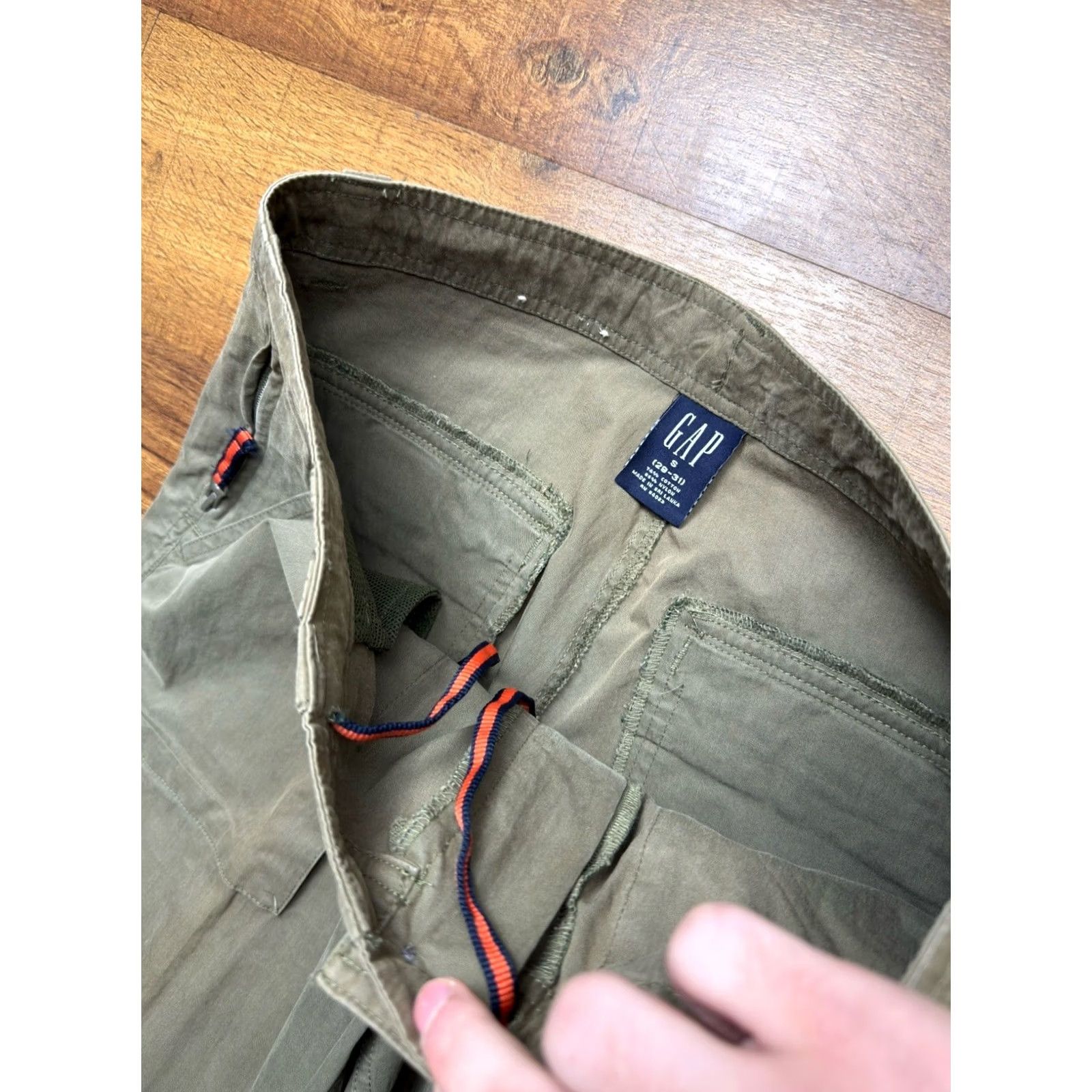 Gap VINTAGE GAP Pants Mens Green Military Paratrooper Baggy Sz S - 31X29 - READ Size US 31 - 5 Thumbnail