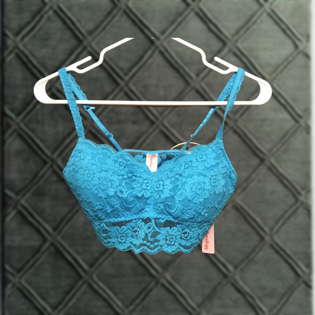 Vintage NWT Urbanology Pullover Bralette Blue Lace Large Juniors Adjustable Wireless Size ONE SIZE - 1 Thumbnail