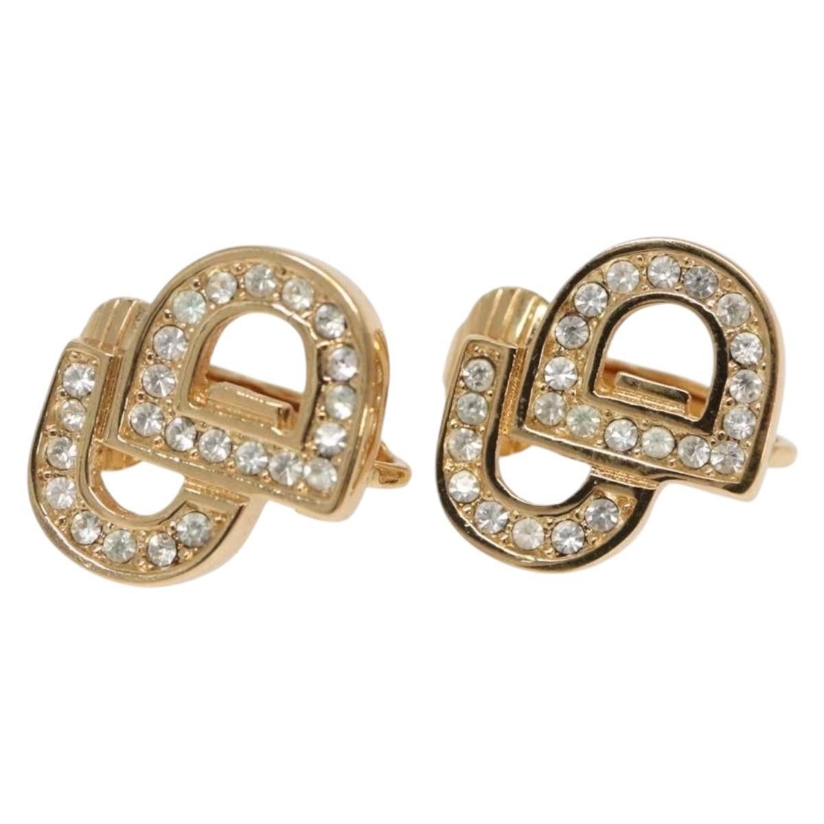 Christian Dior CD Button Clip-On Earrings Metal