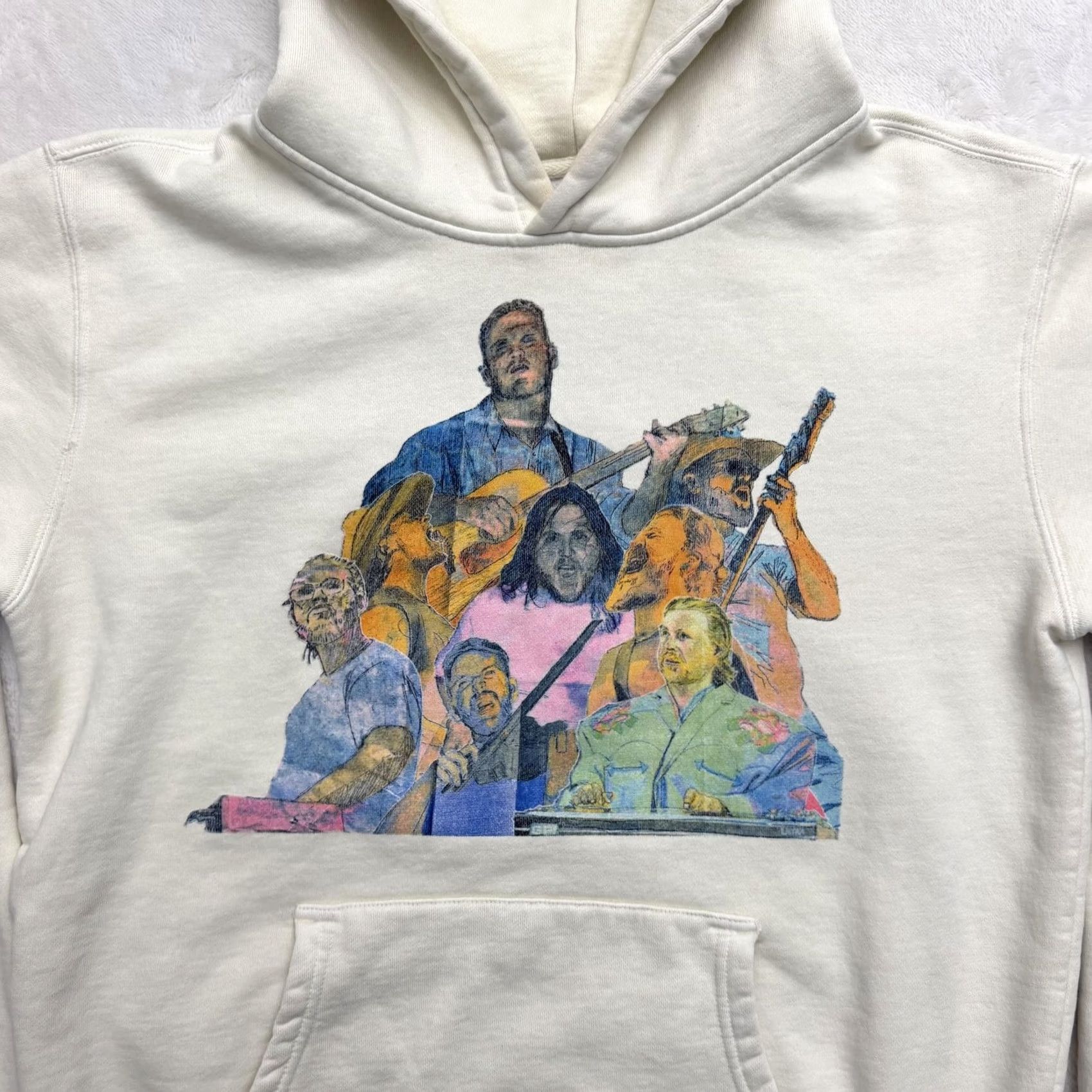 Vintage Zach Bryan Sweater Hoodie Mens Medium White Quittin Time Tour Fleece Graphic Print Hooded Pockets Lined Crew Neck Size US M / EU 48-50 / 2 - 3 Thumbnail