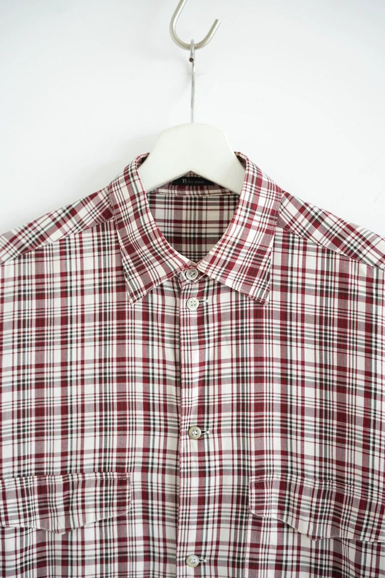 Yohji Yamamoto Yohji Yamamoto size os 90s Red and White Plaid Vintage Shi Size US M / EU 48-50 / 2 - 3 Thumbnail